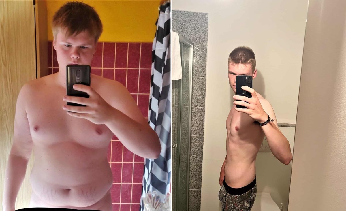 Fra kasseret til toptrimmet atlet. 21-årige Mathias Hansen har vejet 36 kilo mere, end han gør i dag.