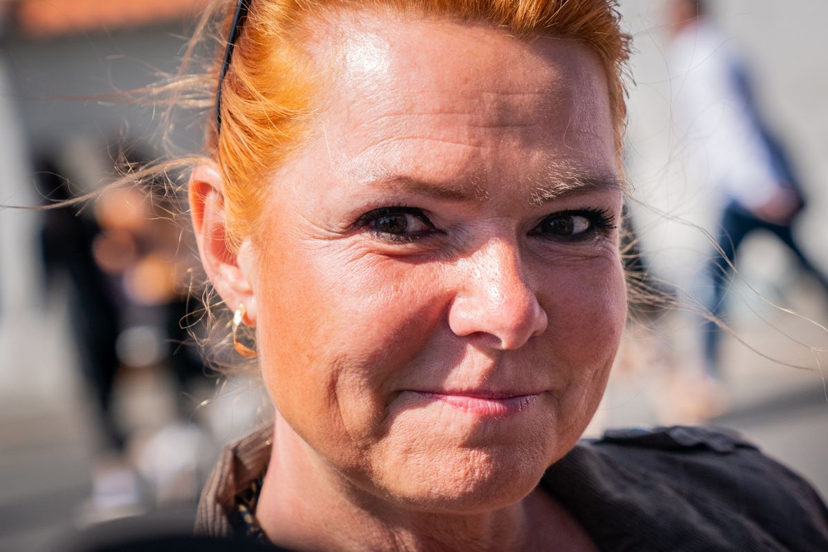 Inger Støjberg udtaler sig til pressen på Folkemødet i Allinge på Bornholm, fredag den 17. juni 2022. (Foto: Ida Marie Odgaard/Ritzau Scanpix)