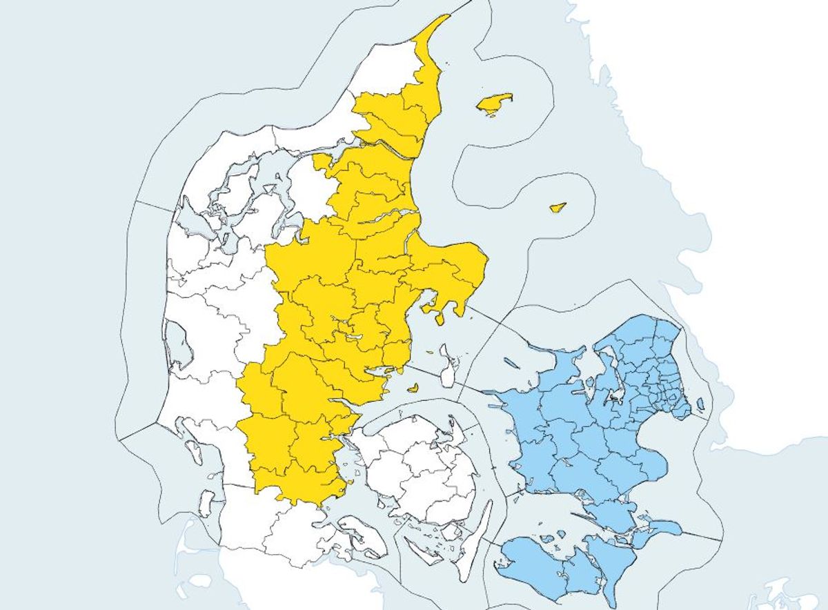 Det voldsomme vejr kan nu også ramme Sjælland, varsler DMI.