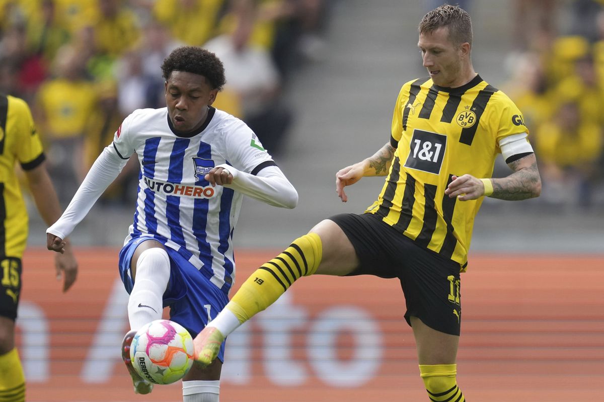 Jean-Paul Boetius (til venstre) kom til Hertha Berlin i sommer og har foreløbig spillet seks kampe for klubben.