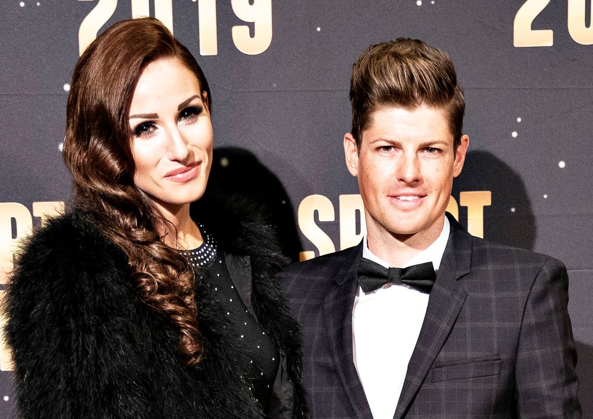 Jakob Fuglsang og fru Loulou ses her på den røde løber før DR's Sport 2019 show i Jyske Bank Boxen i Herning.