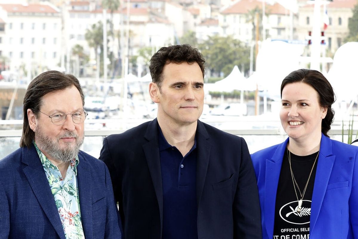 Louise Vesth (til højre) har blandt andet produceret Lars von Trier-filmen "The House That Jack Built". Det er Lars von Trier til venstre. (Arkivfoto).