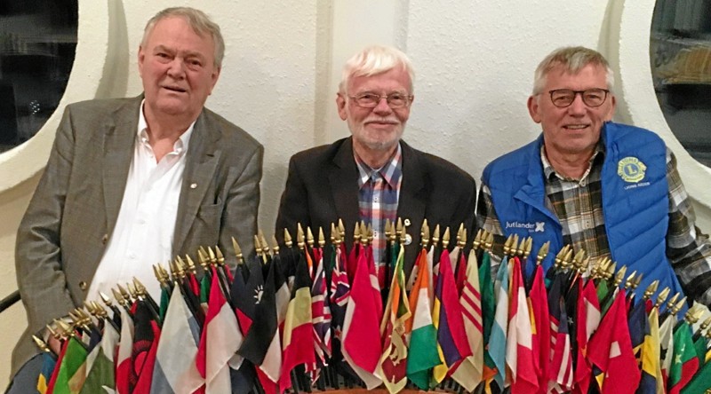 Den nye ledelse i Arden Lions Club, fra venstre past-præsident Jens Peter Ellefsen, præsident Lars Peter Gudbjerg og Vagn Bach, kommende præsident. Privatfoto