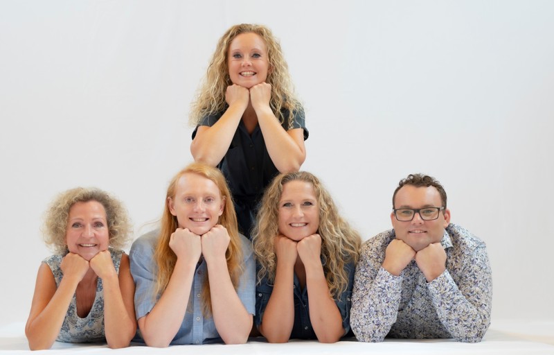 De fem aktører på billedet er: Anja Lønborg , Dorthe Pedersen, Jonas Lønborg David, Lisbet Lykkegaard og Mads Meyer Vestergaard.