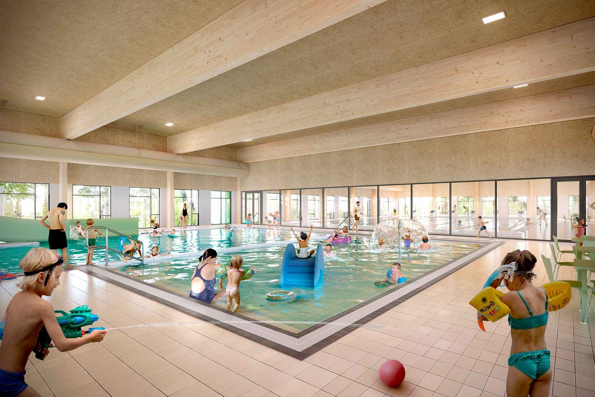 Der skal kunst på væggene i den nye svømmehal. Illustration: Helsingør Kommune