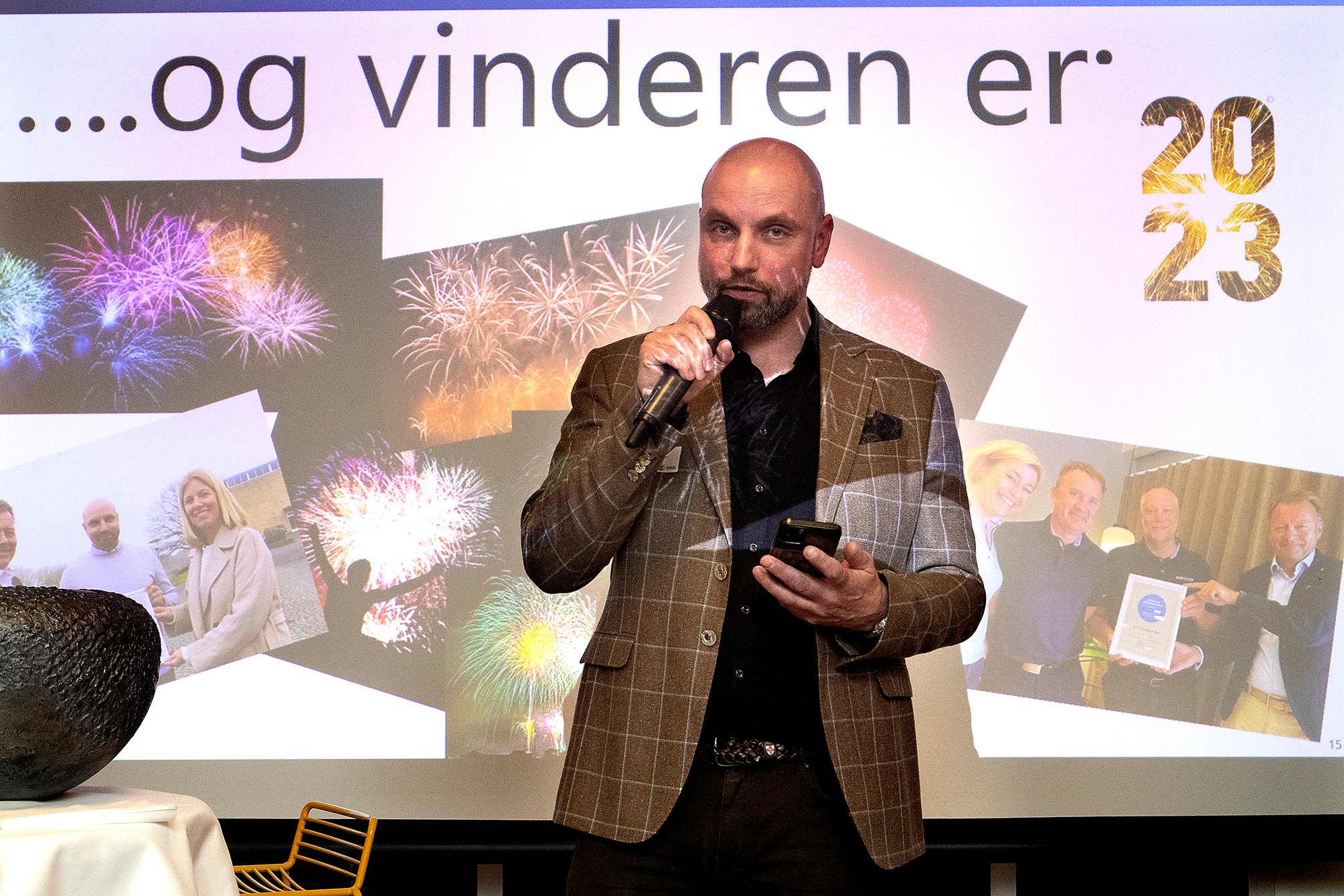 Anders Hovmøller fra Undine takkede for Roskilde Erhvervspris 2023.