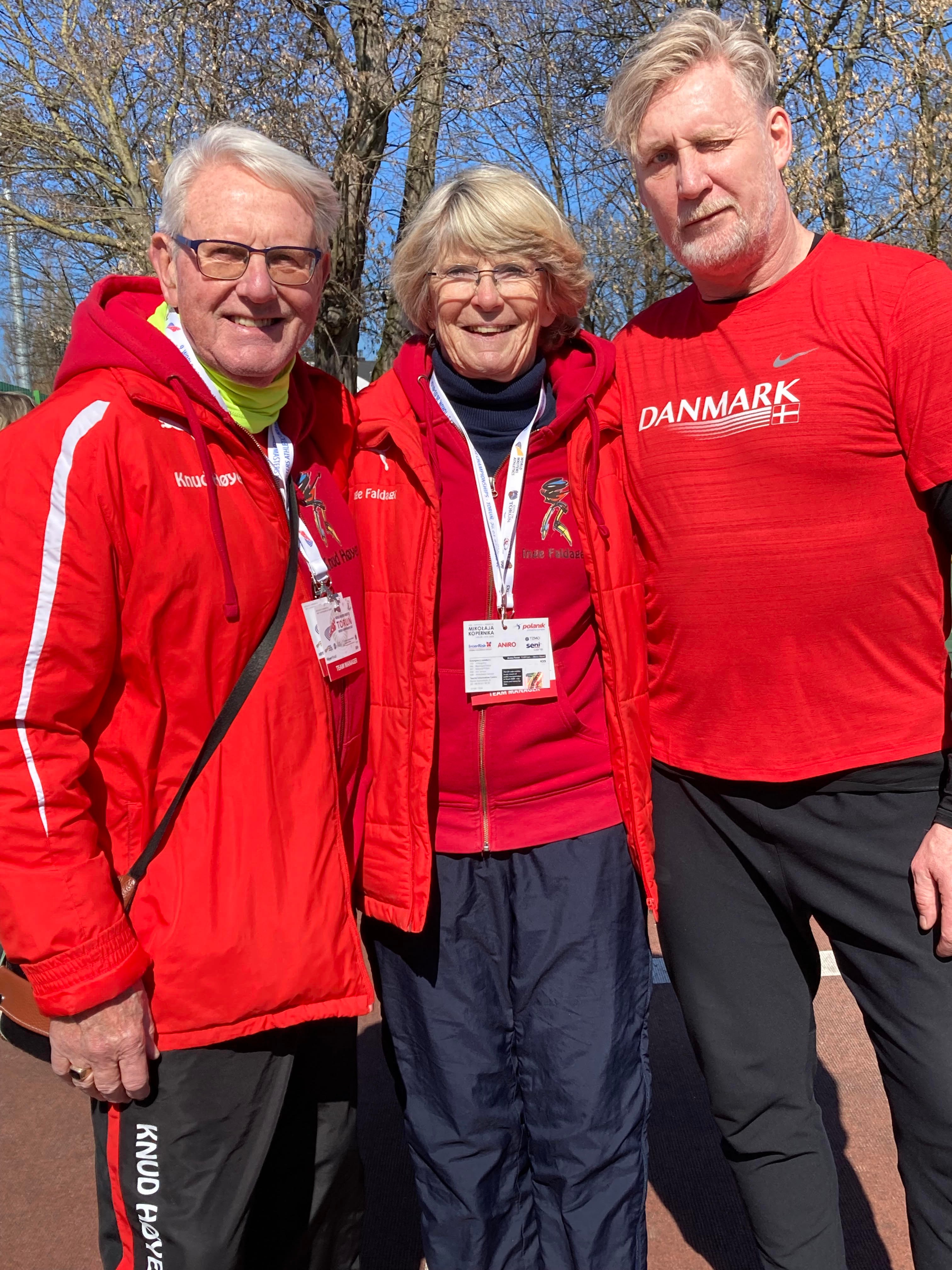 Knud Høyer, Inge Faldager og Jan Cordius deltog i verdensmesterskaberne i atletik for masters i Torun, Polen. Foto: Knud Høyer