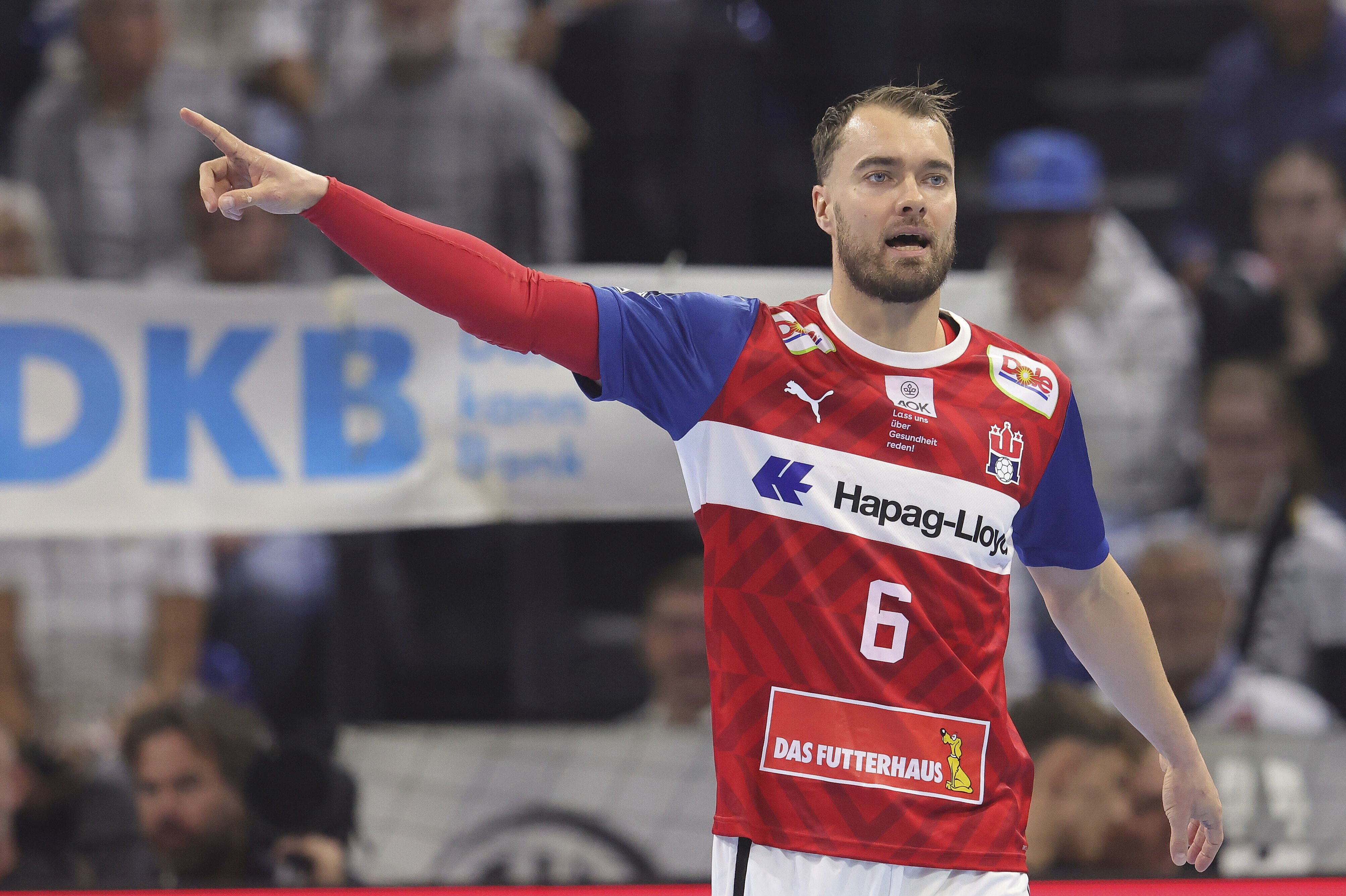 firo: 08.10.2023 Handball, Men 1st League, First League 1st Bundesliga, Season 2023/2024 THW Kiel - HSV Hamburg Hamburg Hamburg HSV Hamburg Hamburg Hamburg Casper U. Mortensen vendte i 2021 tilbage til HSV Hamburg, da klubben var rykket tilbage op i Bundesligaen. (Arkivfoto).