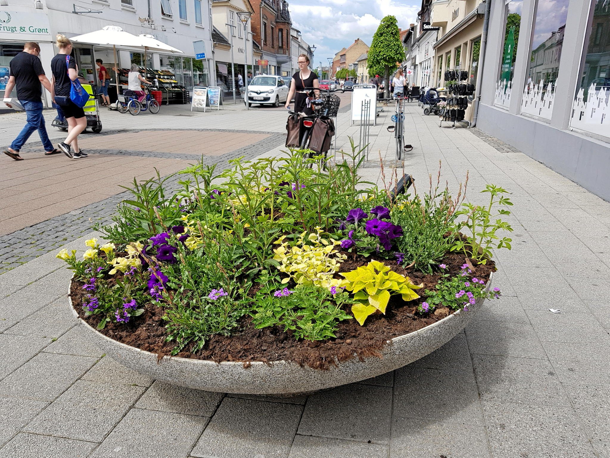 Blomsterkummerne kan være fortid i de tre købstæder. Kommunen vil ikke længere betale og handelsforeningerne har svært ved at finde hænder og økonomi til at løfte opgaven. Foto: Mille Holst