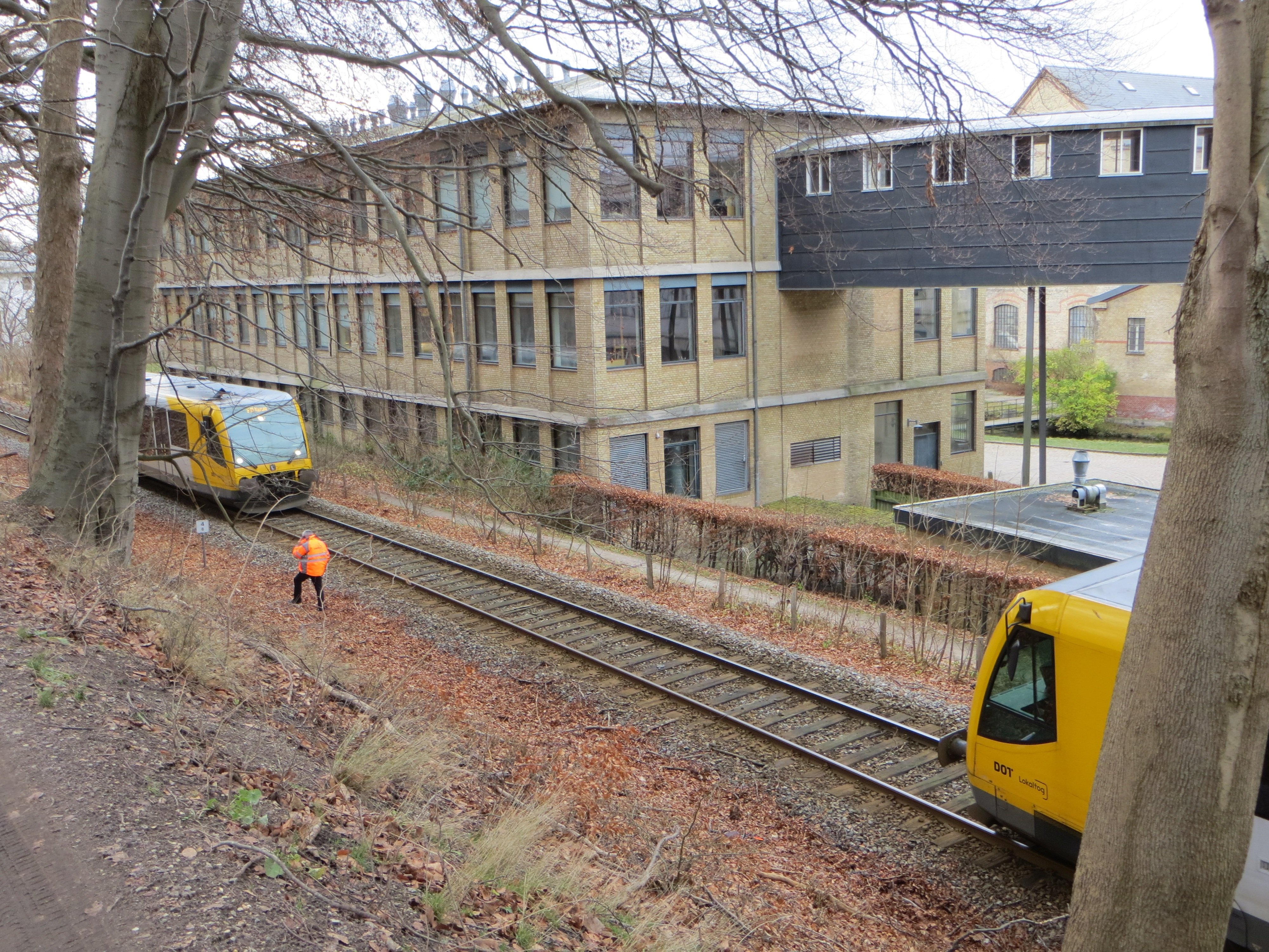 Der var kun cirka 26 meter mellem de to togsæt på Nærum-banen, da de begge var stoppet. Tæt nok til at blive kategoriseret som en ’nærved kollision’. Foto: Jens Jensen