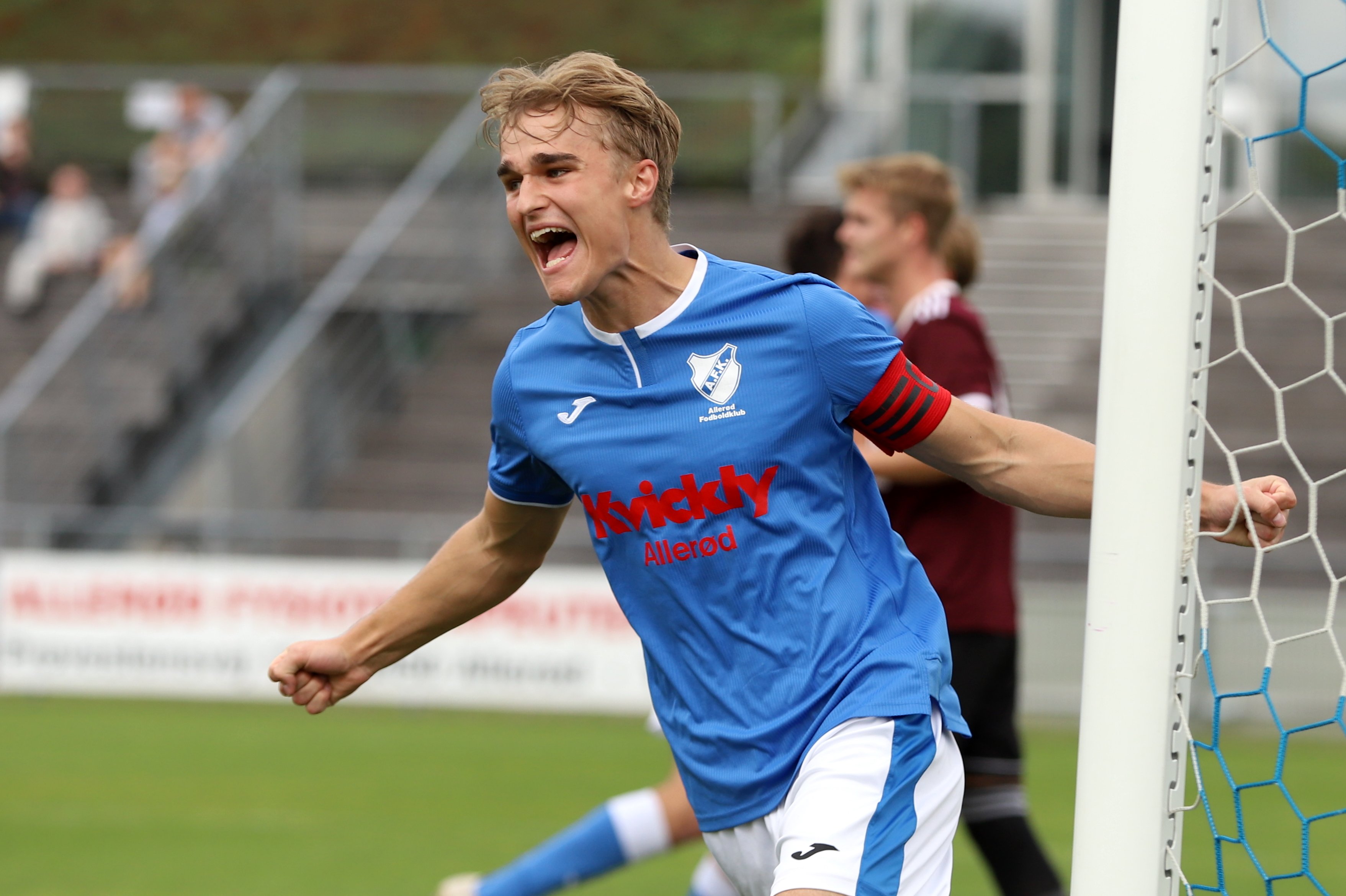 Allerøds Jonathan Eriksen - her fra en tidligere kamp - fik nok at juble over i weekenden med sit vanvidsmål.