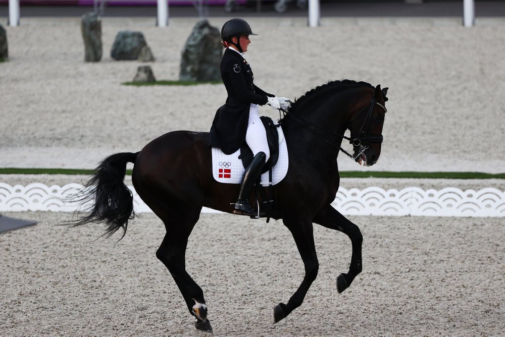 Nanna Skodborg Merrald og hesten Blue Horse Zack scorede 73,168 procent, da de var på banen i dressur ved OL.