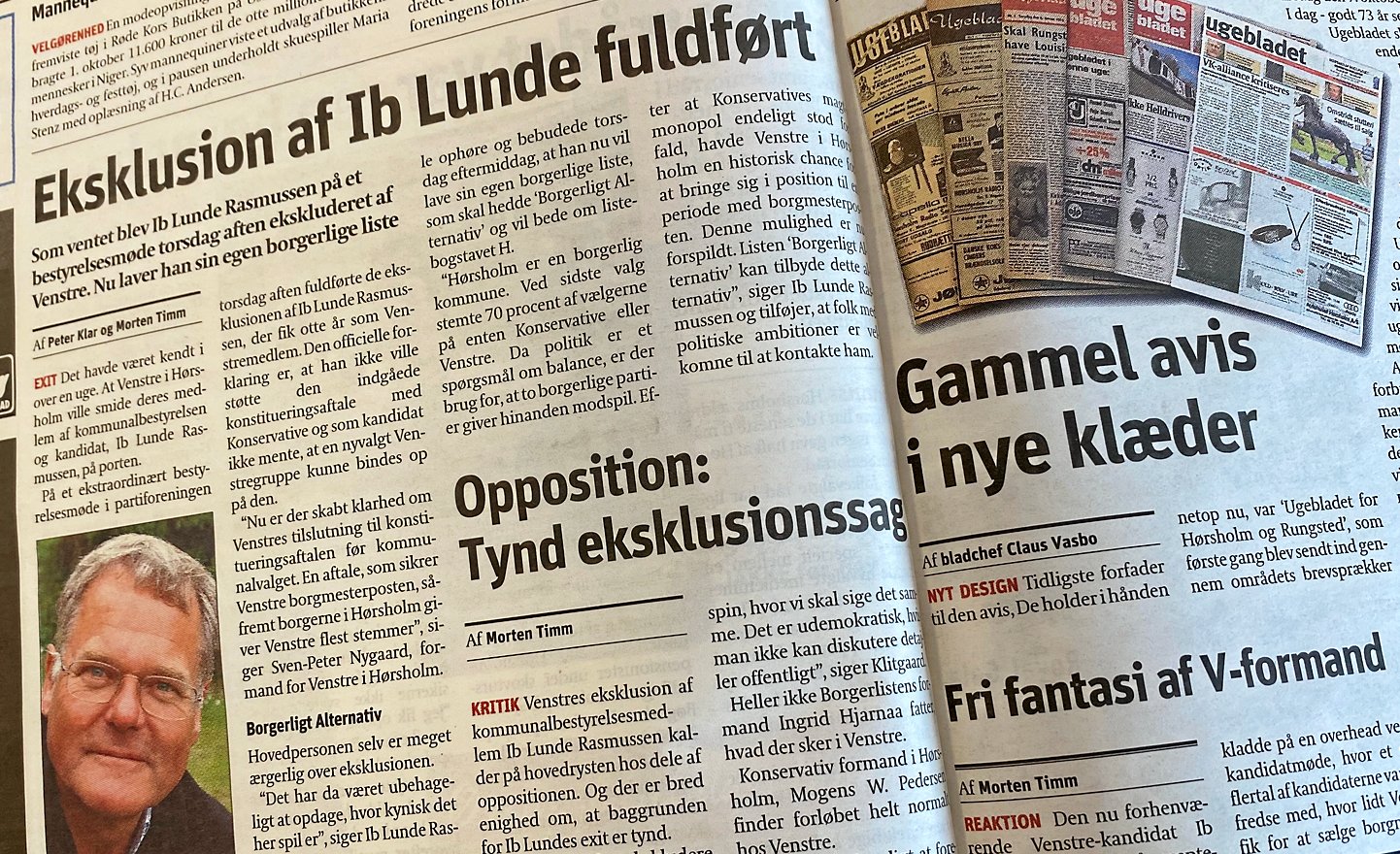 Ib Lunde Rasmussen mener, at det er forkert, når Ugebladet skriver, at han blev ekskluderet fra Venstre for 15 år siden