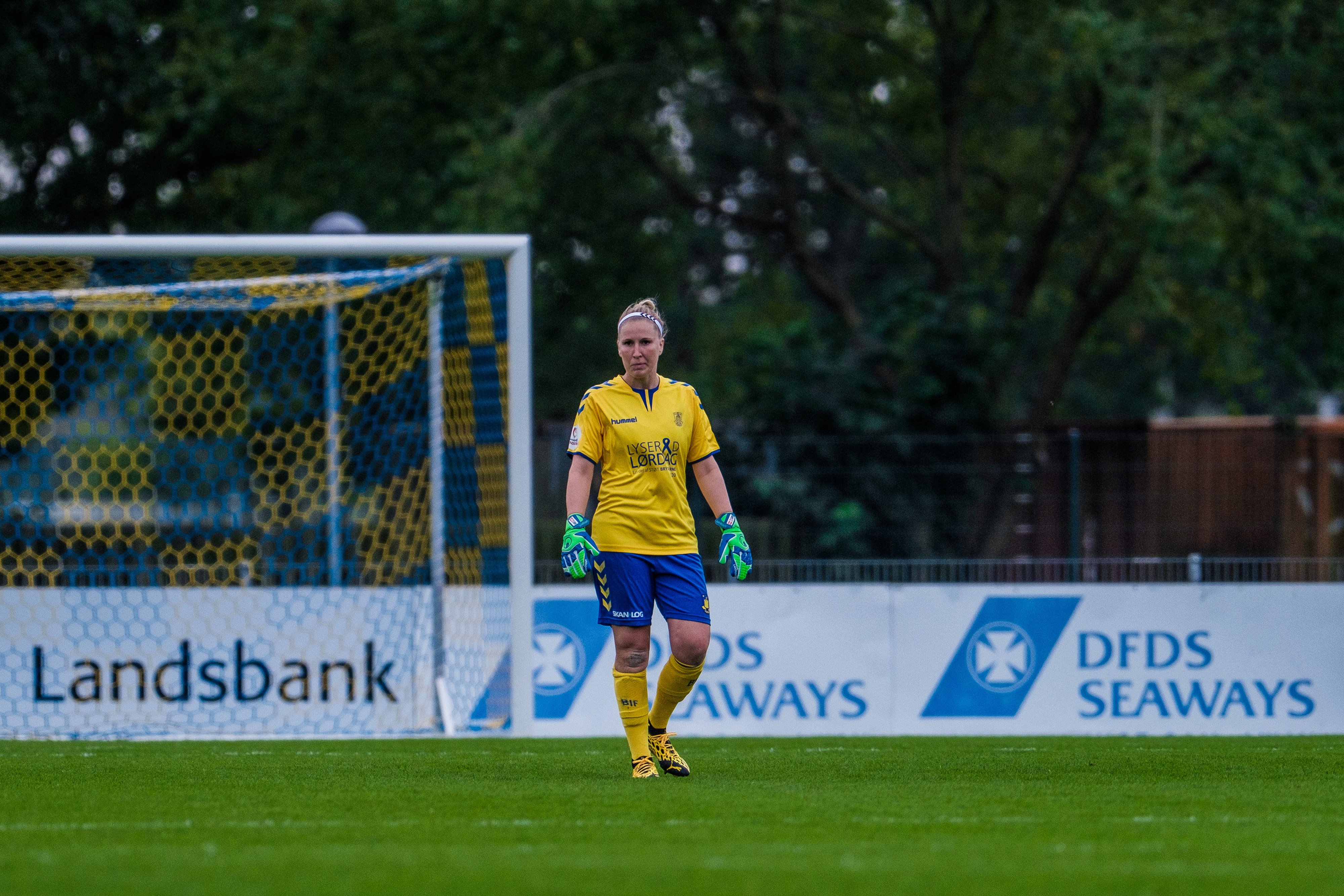 Katrine Abel nåede at spille 188 kampe i sine syv år som målmand i Brøndby. En enkelt gang fik hun lov til at spille i gult og blåt.