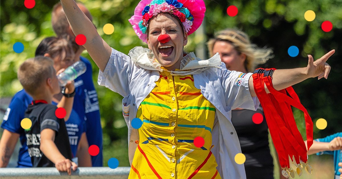Lørdag den 22. juni er der klovneløb i Allerød Bymidte til støtte for arbejde for indlagte børn og familier på alle landets børneafdelinger.