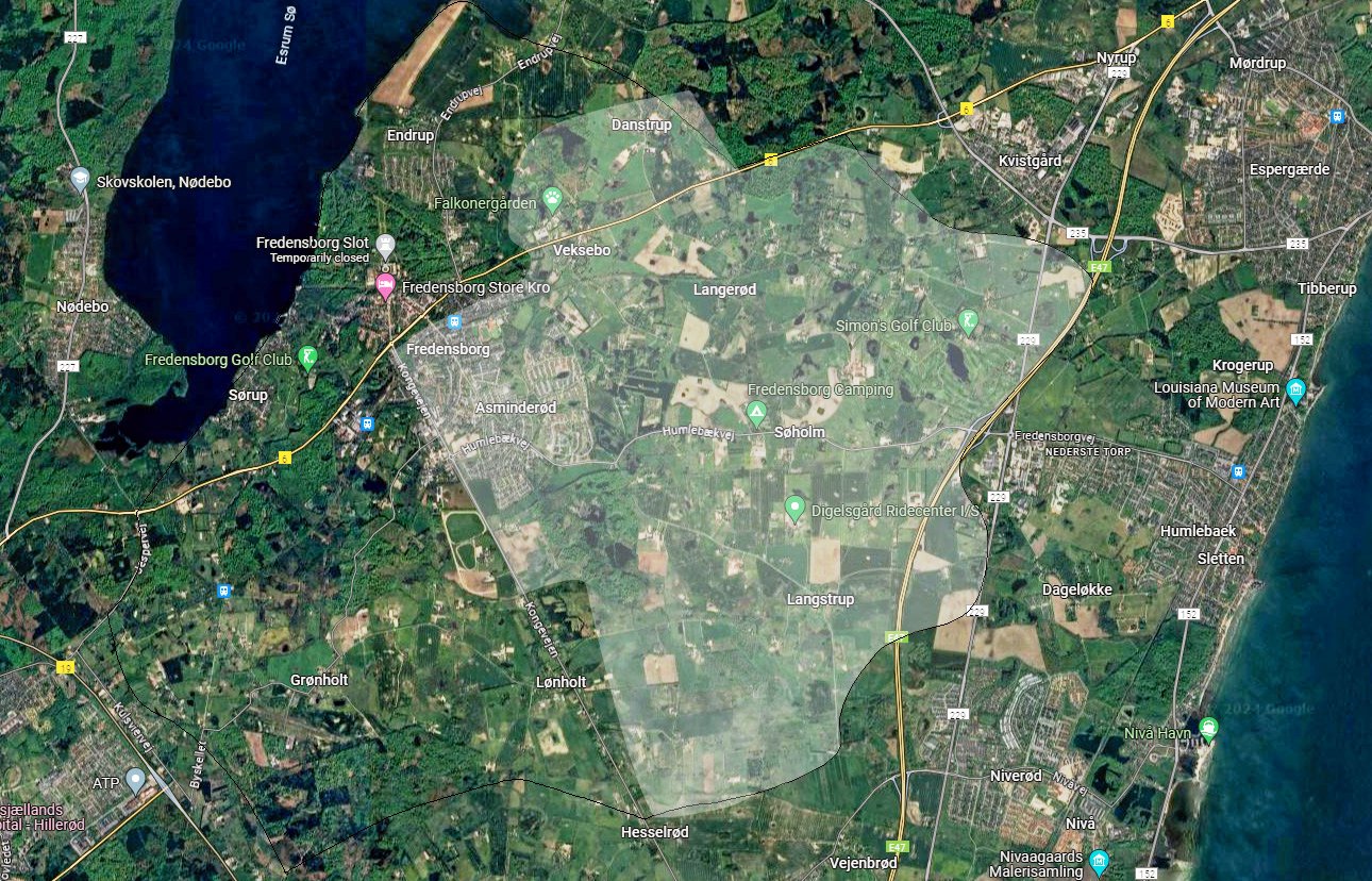 På kortet kan det ses, hvilke områder man stadigvæk skal koge vandet i, men tjek fredensborgforsyning.dk for løbende opdateringer af kortet.