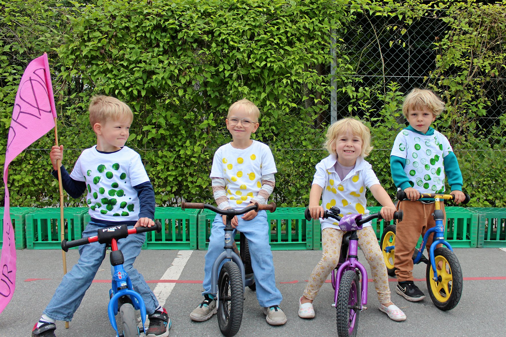 Francis, Licas, Klara og Niels er klar til Tour de Trørød.