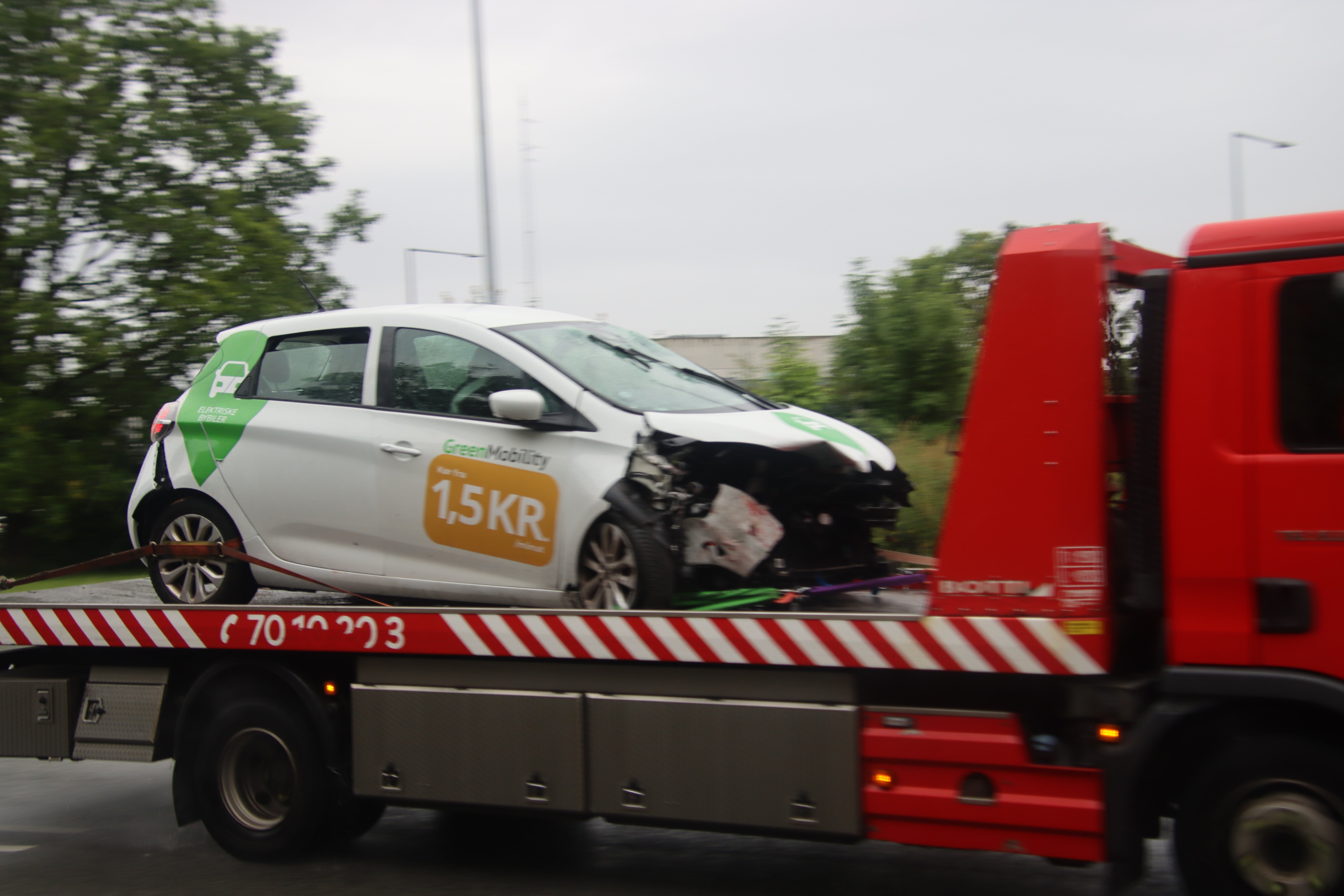 Personerne, der forulykkede lørdag morgen, kørte i en lejebil fra GreenMobility.