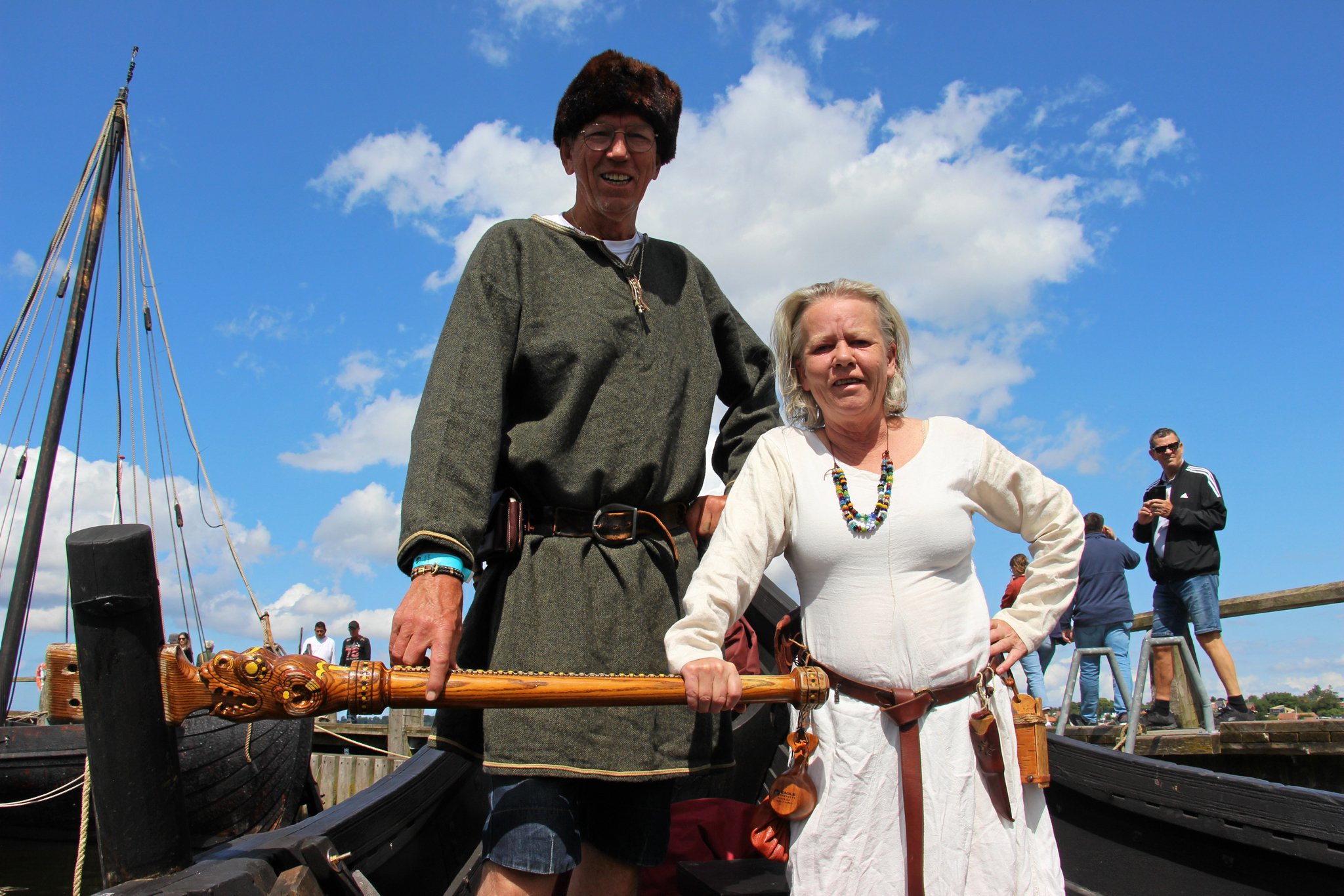 Tor Edvard Løberg og Anne Gunn Roos Auve fra vikingeskibet Gaia, der er på besøg i Roskilde.