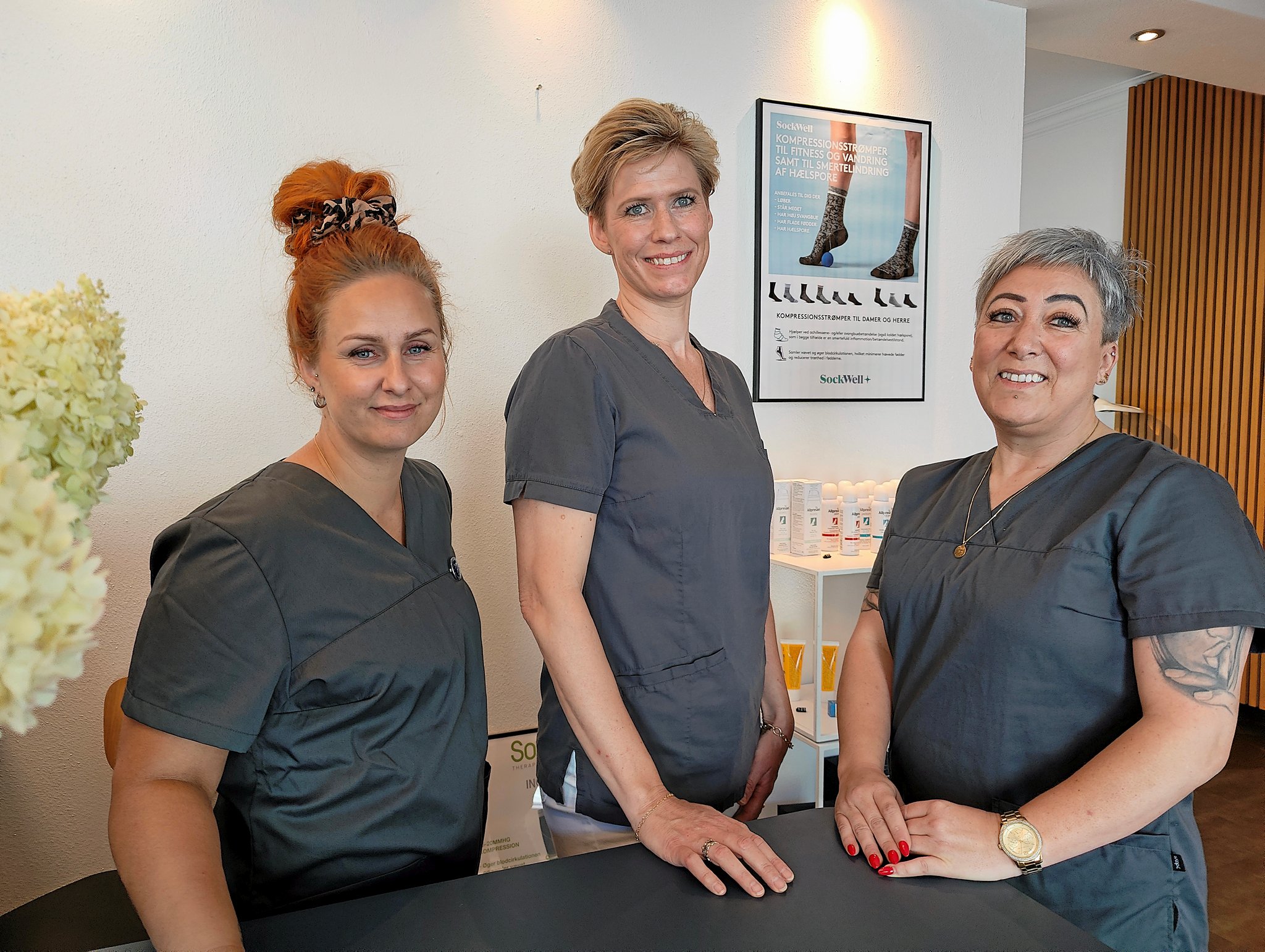 Næstved Fodterapi består nu af tre statautoriserede fodterapeuter. Fra venstre ses Louise Andreasen, Mie Hampen og Bettina Søholt Andersen.