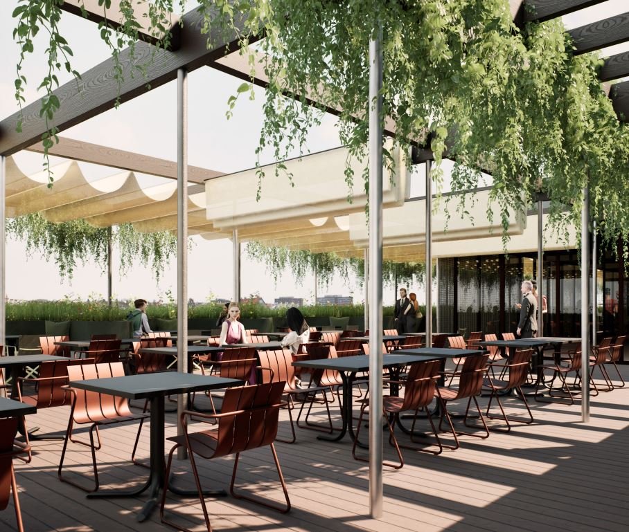 Fra den nye tagterrasse skal man kunne kigge ud over Kgs. Lyngby.