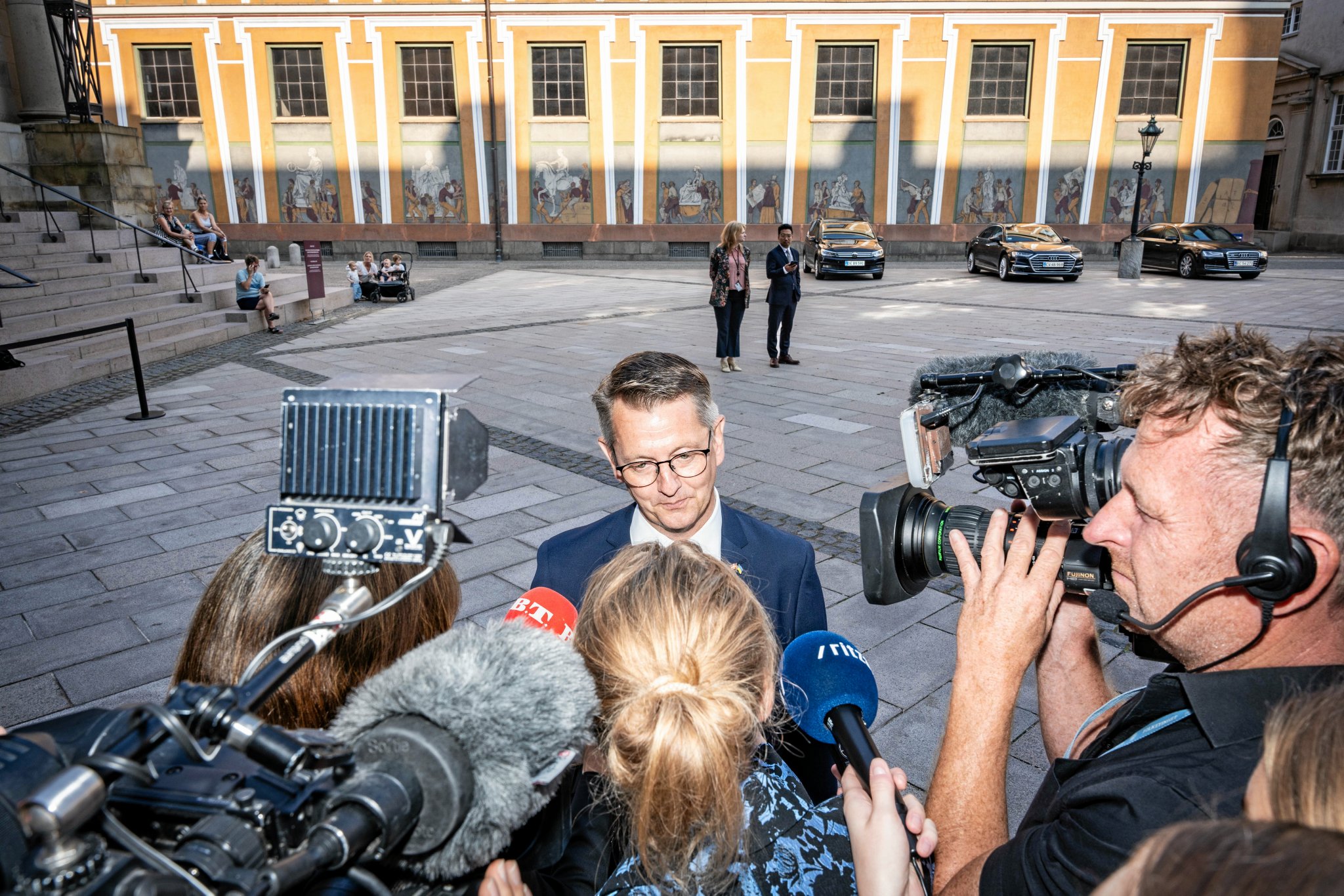 Ny Minister for samfundssikkerhed og beredskab Torsten Schack Pedersen (V) ankommer til statsministeriet efter regeringsrokade, Christiansborg, København, torsdag den 29. august 2024.. (Foto: Emil Nicolai Helms/Ritzau Scanpix)
