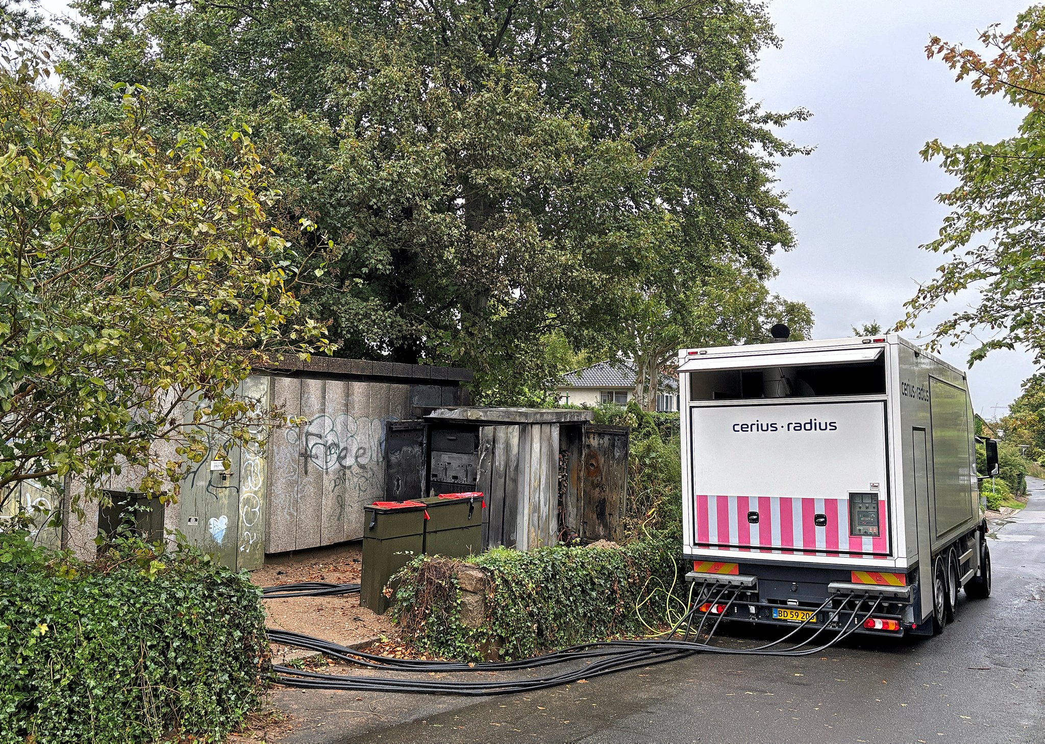 Brand i transformerstation på Møllebakken i Kalundborg.