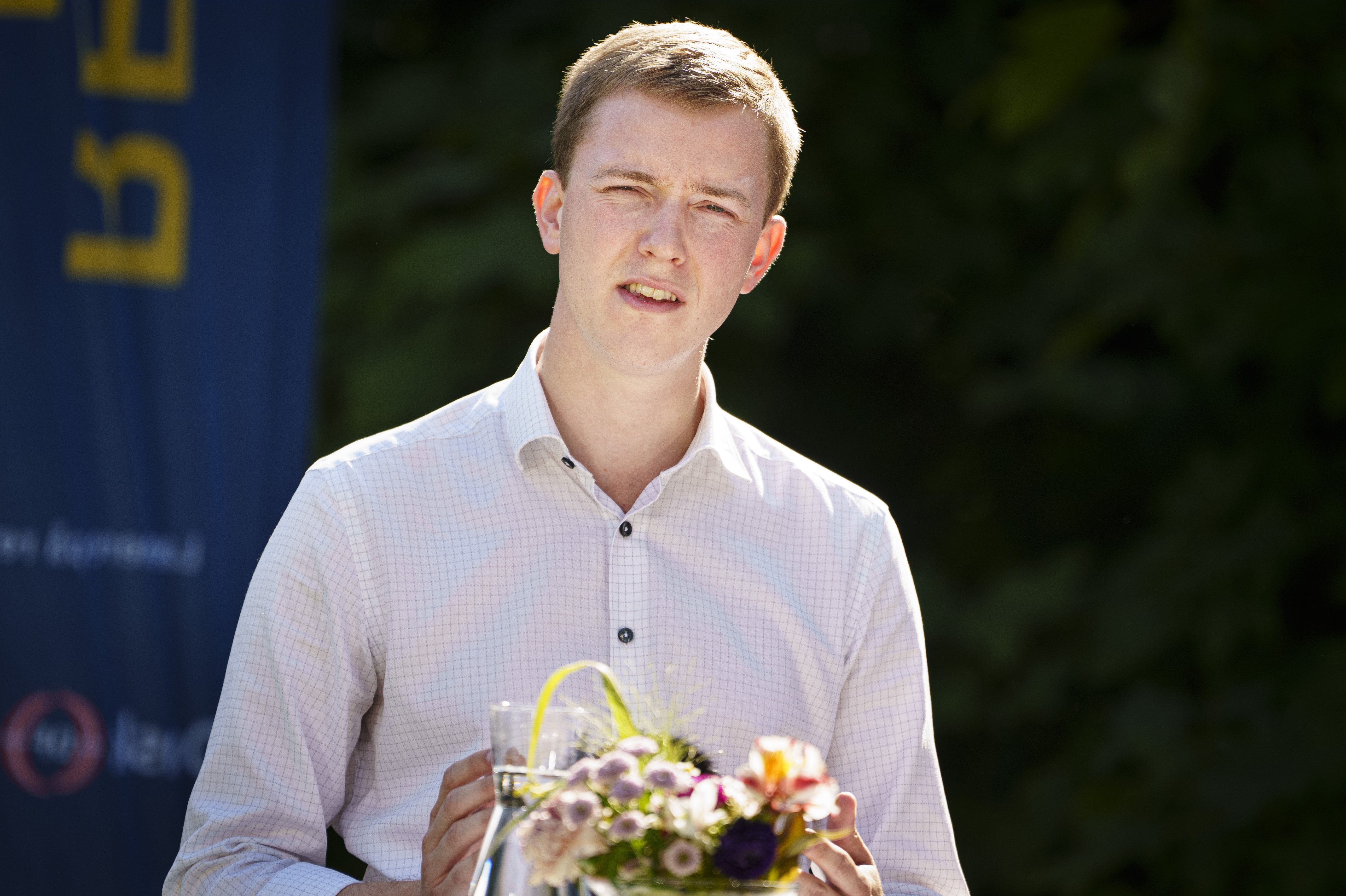 Udlændingeordfører Mikkel Bjørn (DF), der her taler ved Dansk Folkepartis sommergruppemøde i år, skal være partiets spidskandidat i Københavns Omegns Storkreds ved næste valg. (Arkivfoto).