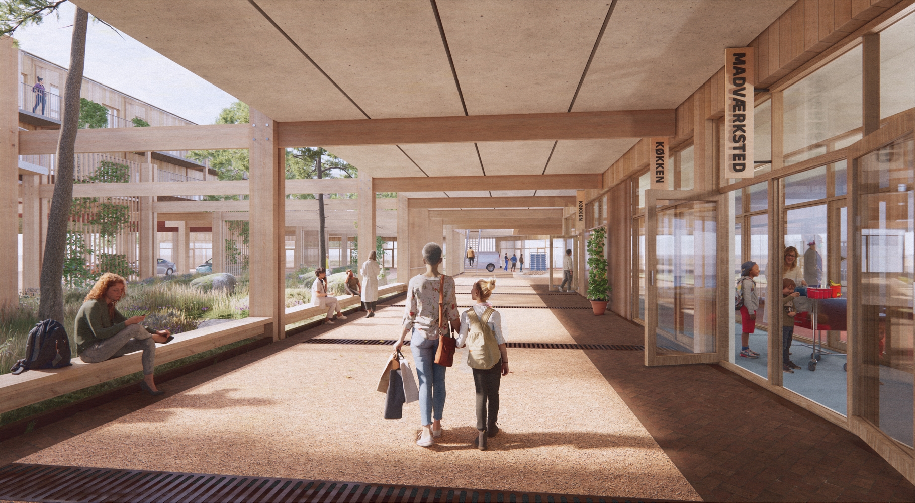 Illustration af, hvordan Generationernes Kvartershus og området omkring kommer til at se ud. Tegnestuen Vandkunsten og ABC Rådgivende Ingeniører har vundet idékonkurrencen. - Illustration Illustration af, hvordan Generationernes Kvartershus og området omkring kommer til at se ud. Tegnestuen Vandkunsten og ABC Rådgivende Ingeniører har vundet idékonkurrencen.