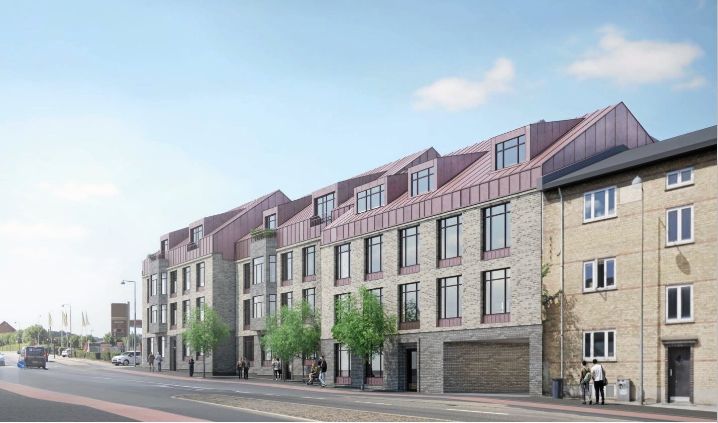 Sådan tager det nye boligprojekt sig ud på Usserød Kongevej 29-33, og det er blevet godkendt med vedtagelsen af Lokalplan 190.