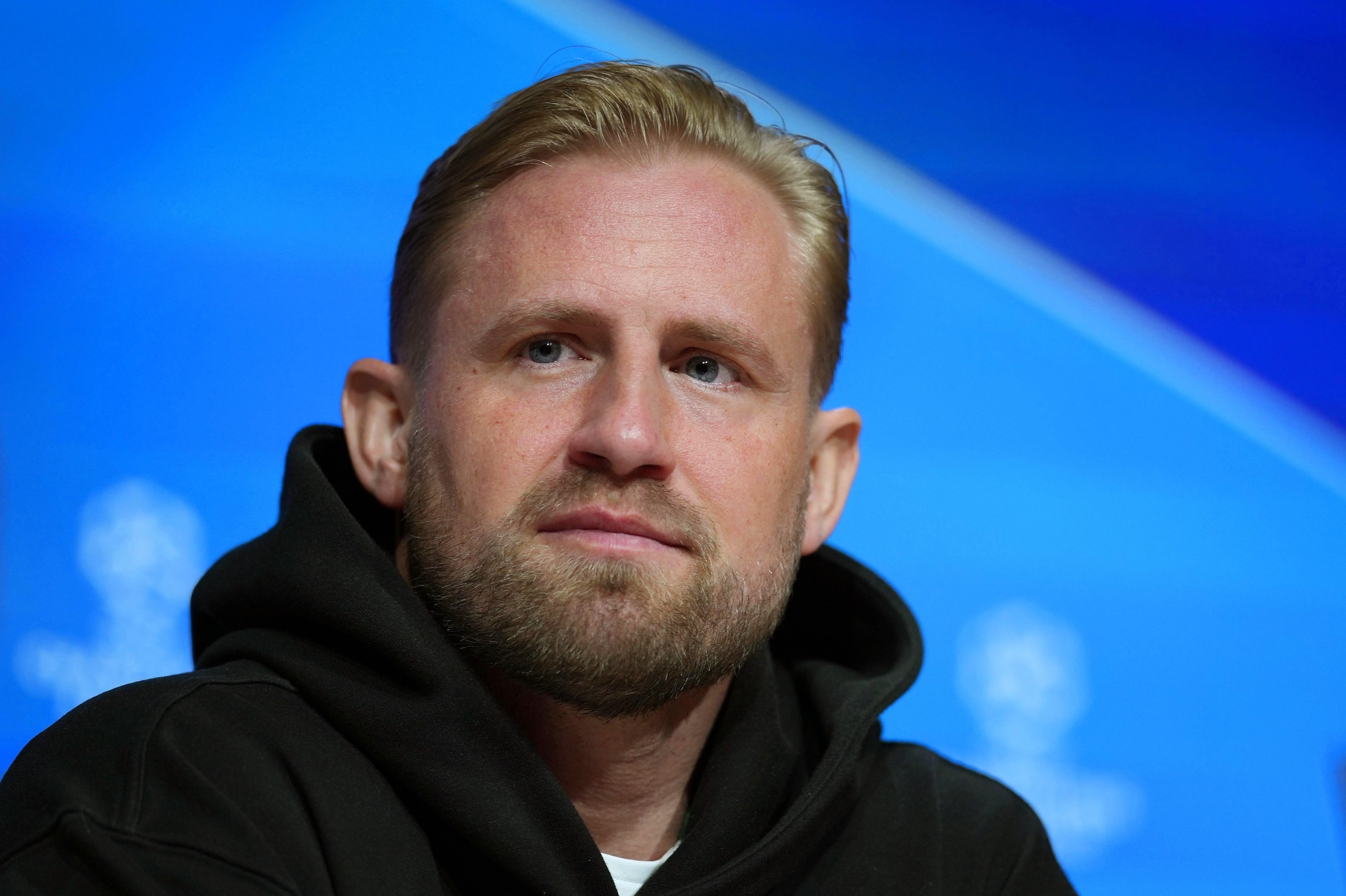 Kasper Schmeichel var Celtics repræsentant på mandagens pressemøde i München.