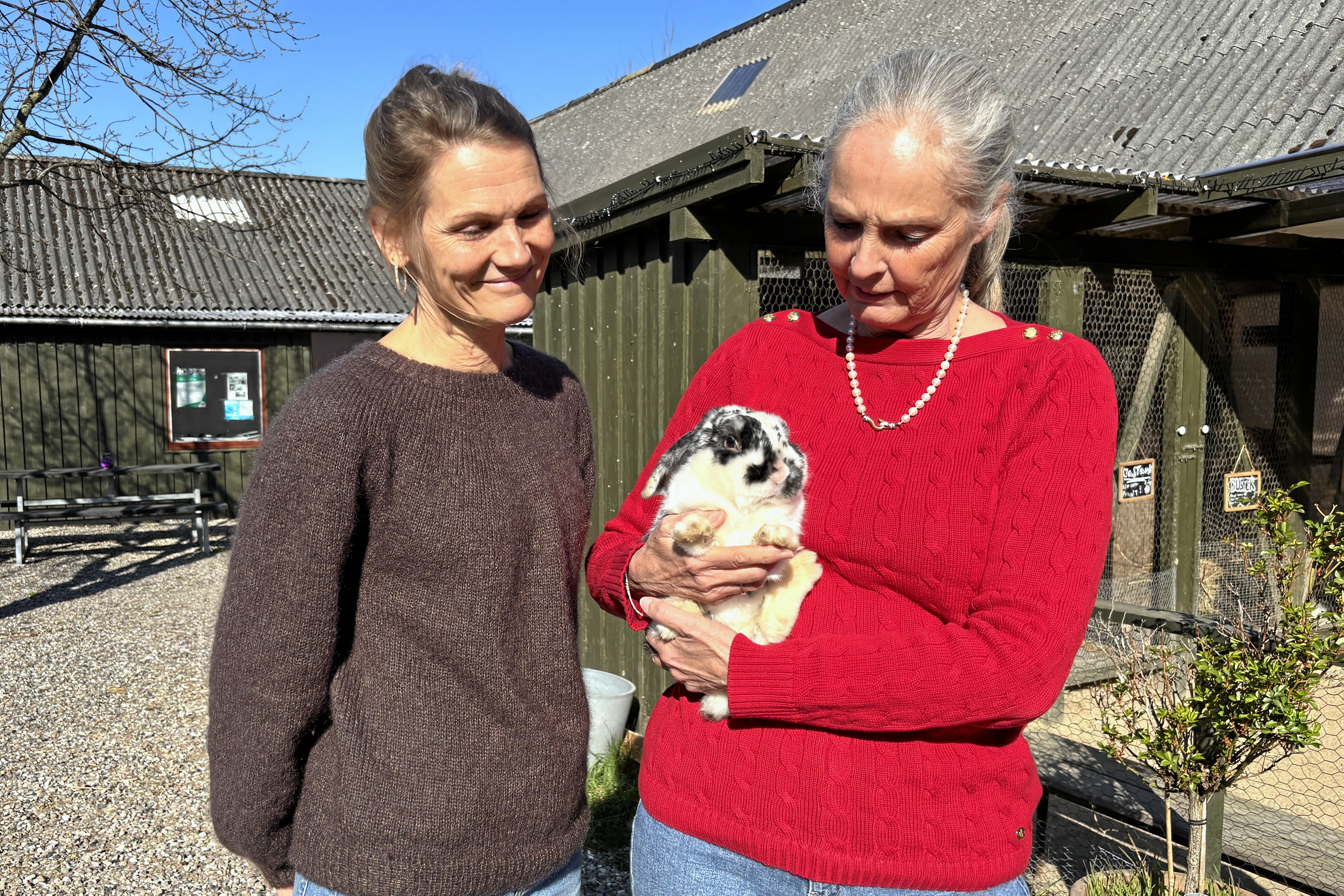 Hvem kan stå for en nuttet kanin? På billedet ses Trine Pihl (t.v.) og Jane Winther fra 4H Gården.
