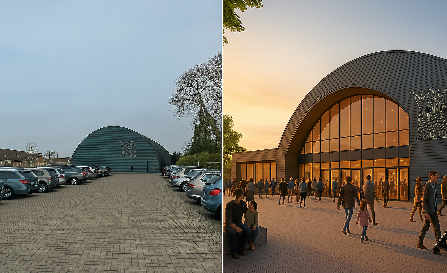 Mathias Nordby foreslår at undersøge muligheden for at renovere Centerhallen (th.) i stedet for at rive den ned. Men hvad siger politikerne til det?