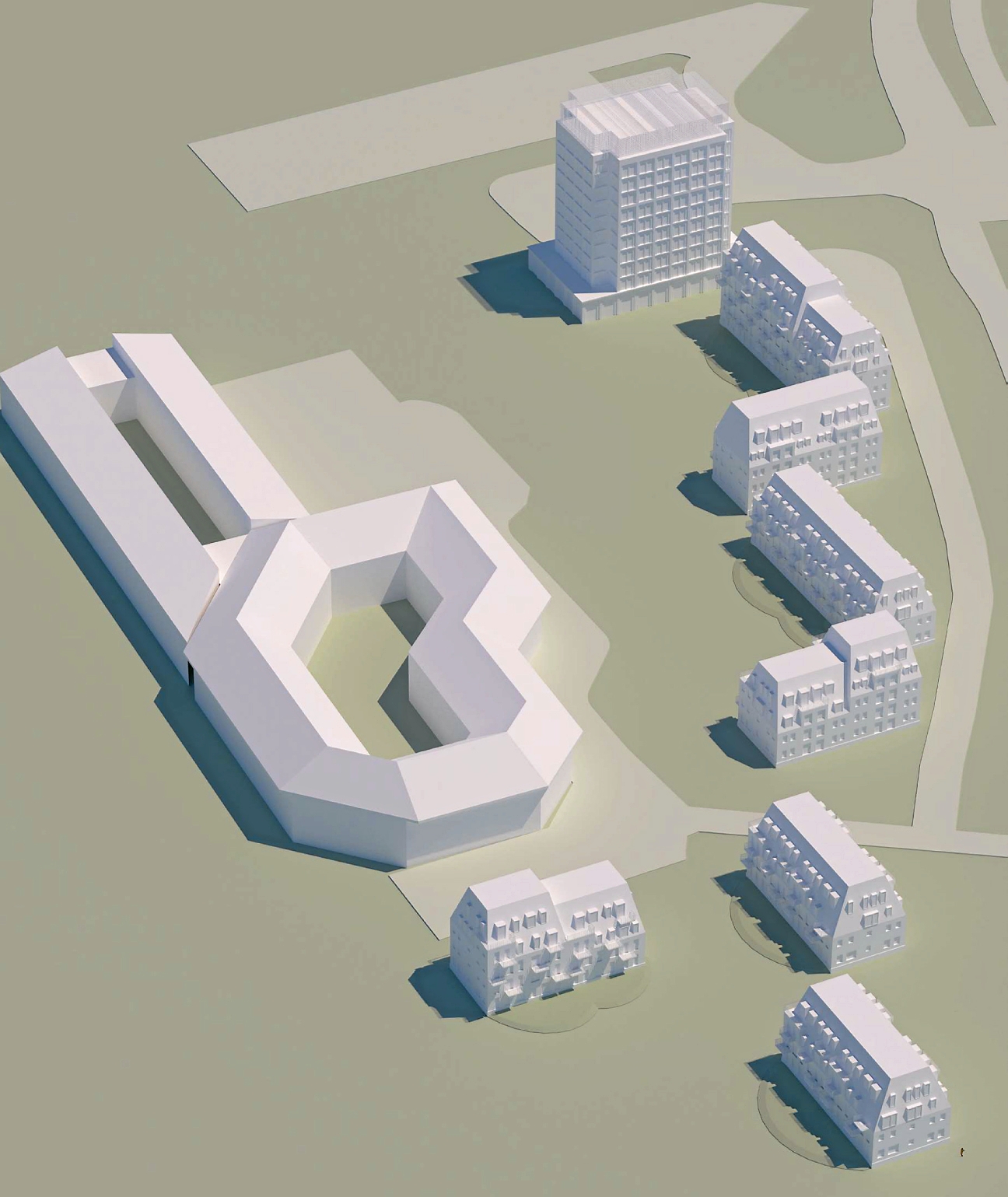 Skitseprojektet rummer et hotel i 40 meters højde samt syv boligblokke, som kommer til at omkranse kommunens administrationsbygning. - Næstved Kommune Skitseprojektet rummer et hotel i 40 meters højde samt syv boligblokke, som kommer til at omkranse kommunens administrationsbygning.