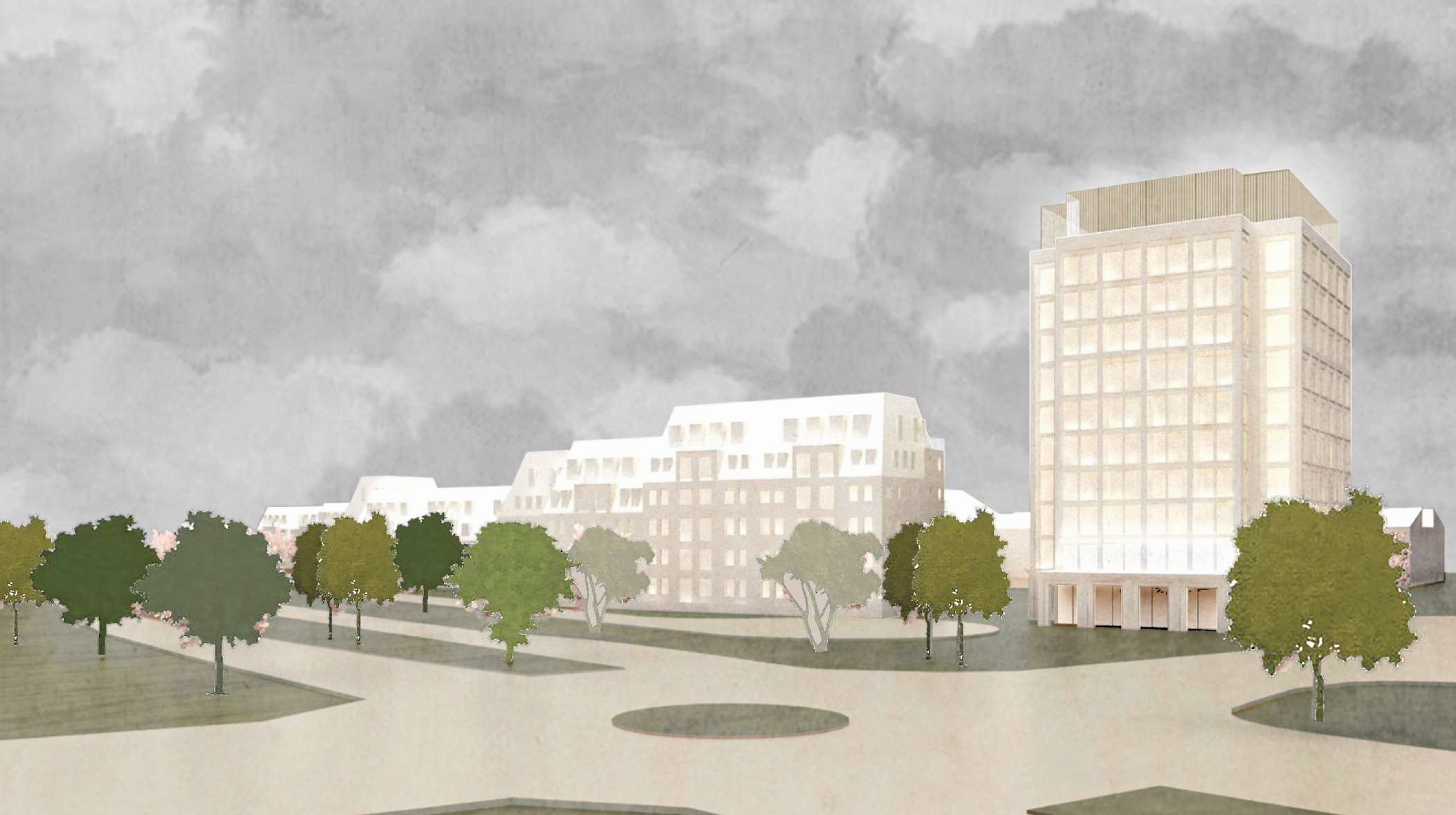 Et hotel i 12 etager, 140 boliger og en bypark. Sådan lyder det projekt som et næsten enigt byråd mandag sendte i udbud.