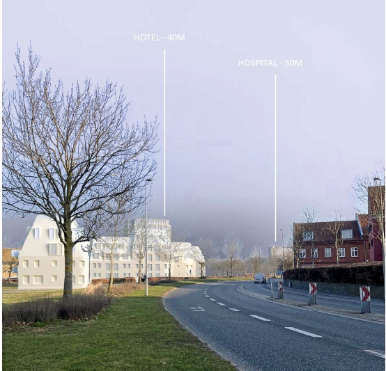 Sådan kommer projektet til at se ud fra Fønikskrydset. Bemærk også sygehuset i baggrunden. - Næstved Kommune Sådan kommer projektet til at se ud fra Fønikskrydset. Bemærk også sygehuset i baggrunden.