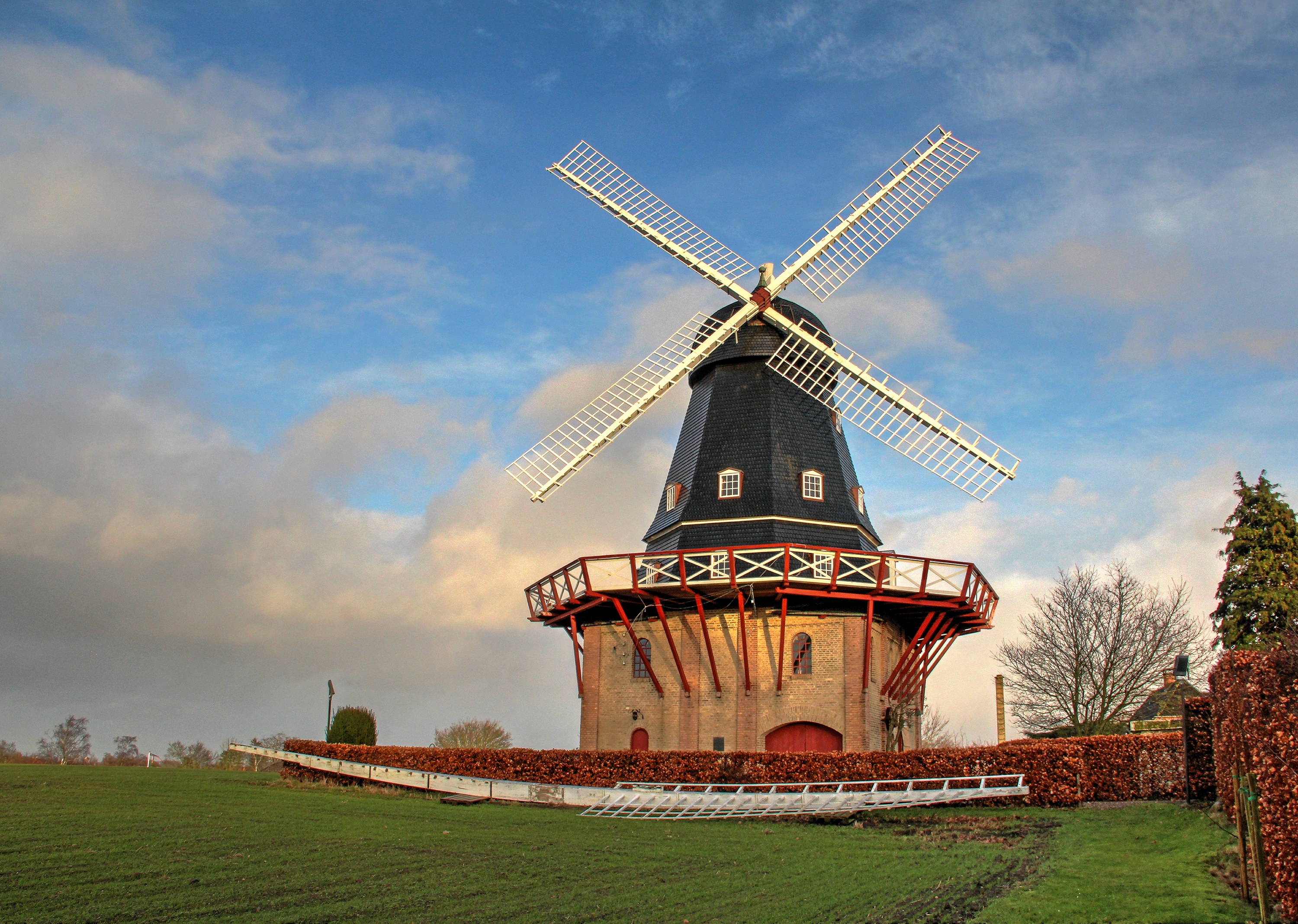 Hvis vinden tillader det, vil møllens vinger rotere, og kværnen male mel, der kan købes på dagen.