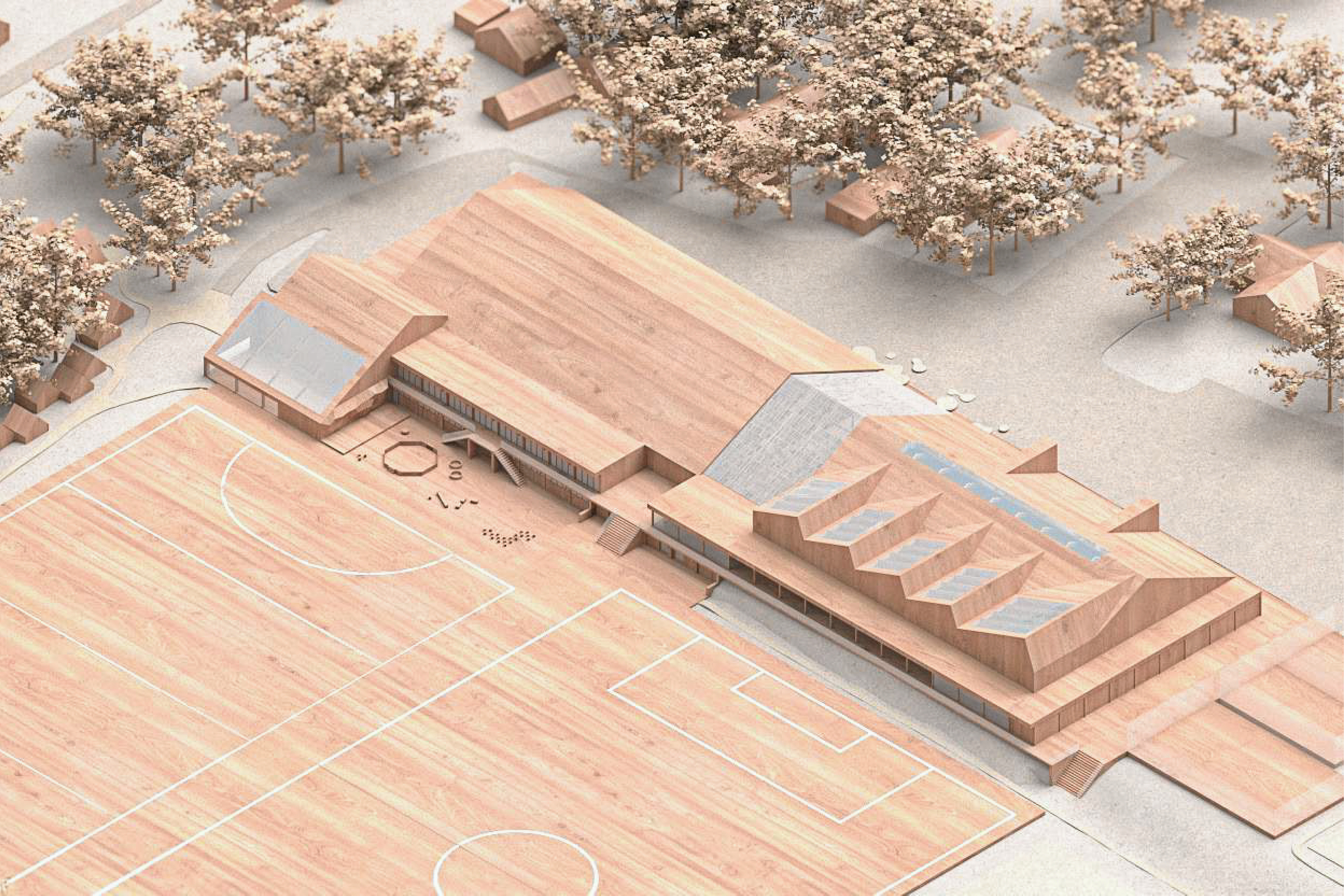 Model af hvordan et nyt Raklev idræts- og Kulturcenter kan tage sig ud. RGI og Røsnæshallen præsenterer onsdag aften den helhedsplan for centeret, som man har arbejdet på det sidste halve år.