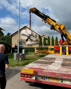 Tidligere stod skulpturen ved Børnehuset Kompasset. Nu er den flyttet til en ny placering i området. - Rødovre Kommune Tidligere stod skulpturen ved Børnehuset Kompasset. Nu er den flyttet til en ny placering i området.