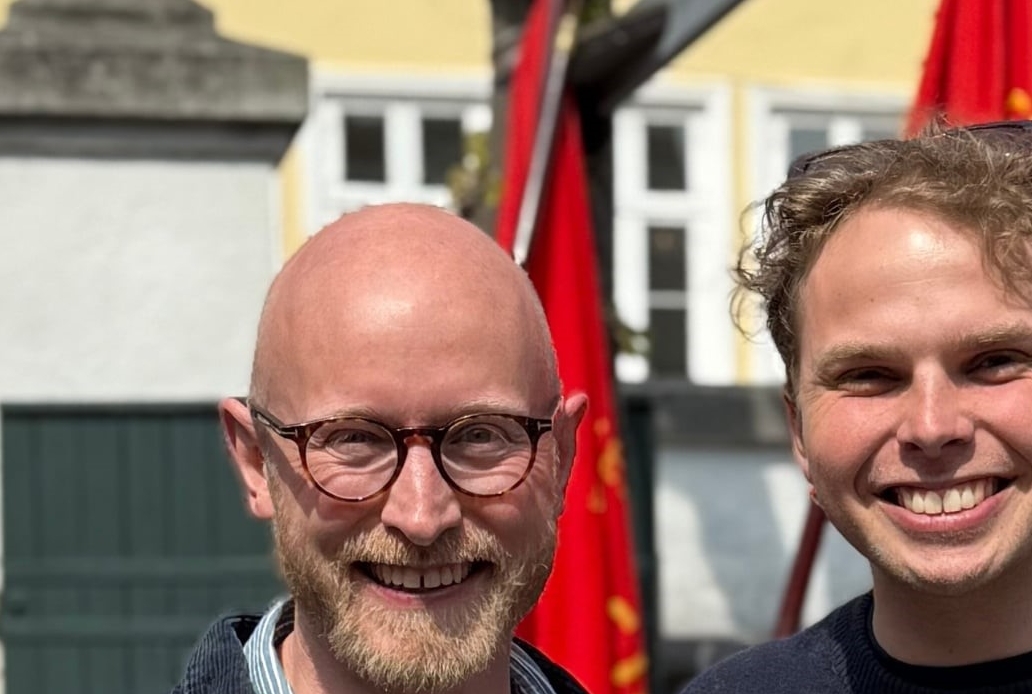 Emil Nielsen her sammen med partifællen Noah James Donkin, som er SF's gruppeformand i Byrådet. - Andreas Norrie Emil Nielsen her sammen med partifællen Noah James Donkin, som er SF's gruppeformand i Byrådet.