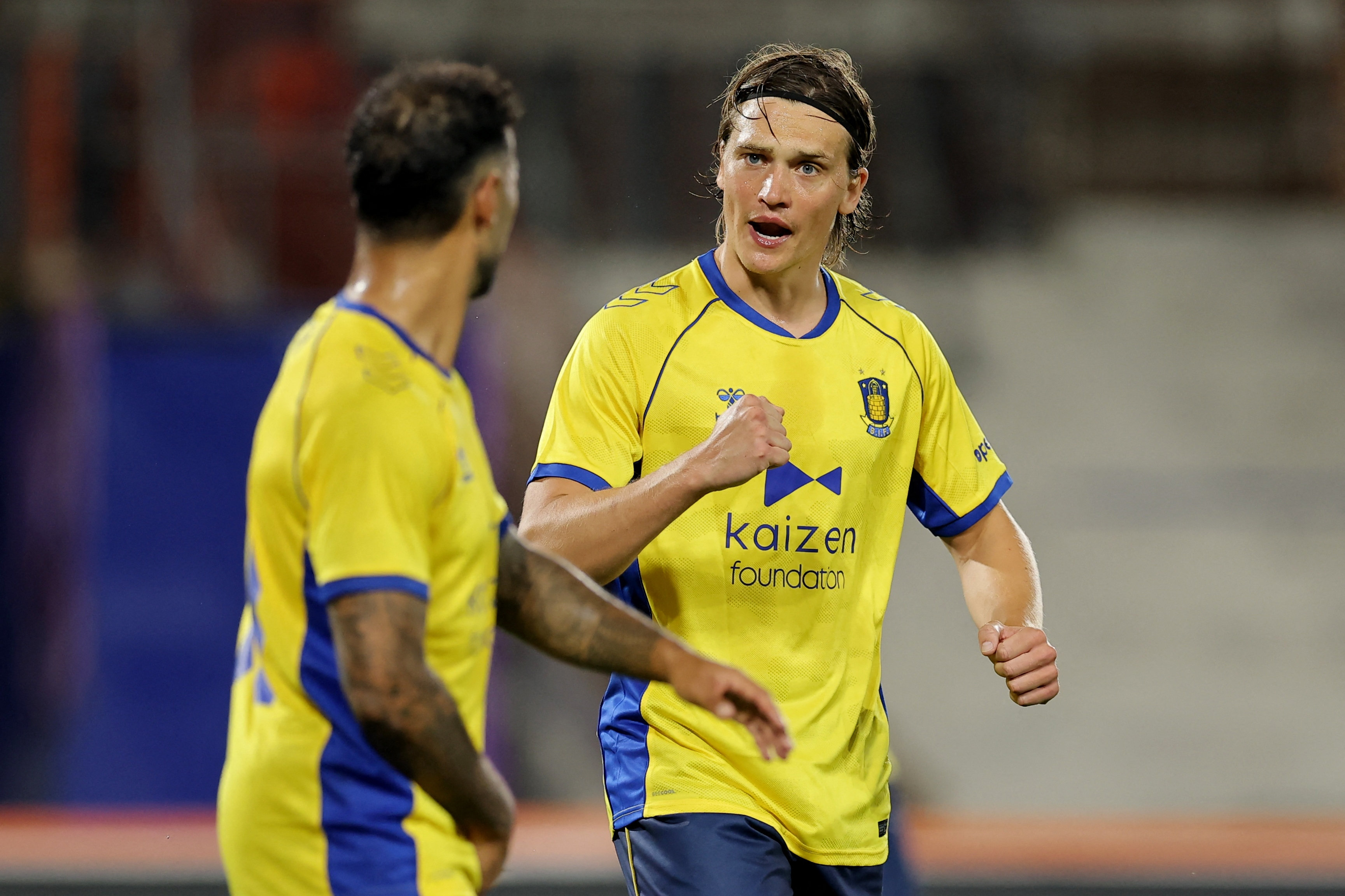 Rasmus Lauritsen, Sean Klaiber og resten af Brøndby-holdet kan torsdag sikre holdet en plads i Conference Leagues ligaspil. (Arkivfoto).