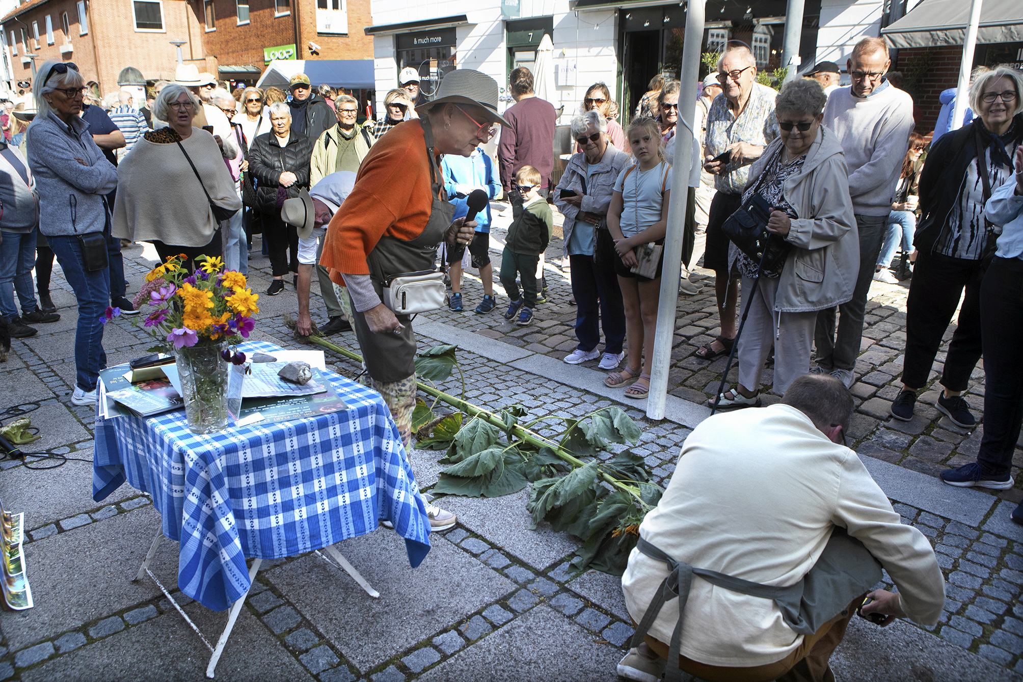 Sådan så det ud på slotsmarkedet sidste år, hvor man holdte en konkurrence om den længste solsikke.