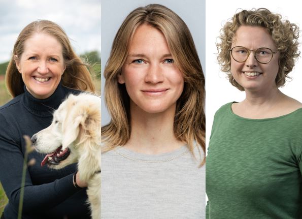Fra venstre Radikales spidskandidat Stine Pagh, Emilie Andersen-Ranberg, ligeledes R-kandidat, og SFs spidskandidat Louise Zabel, medlem af Hørsholm Kommunalbestyrelse.