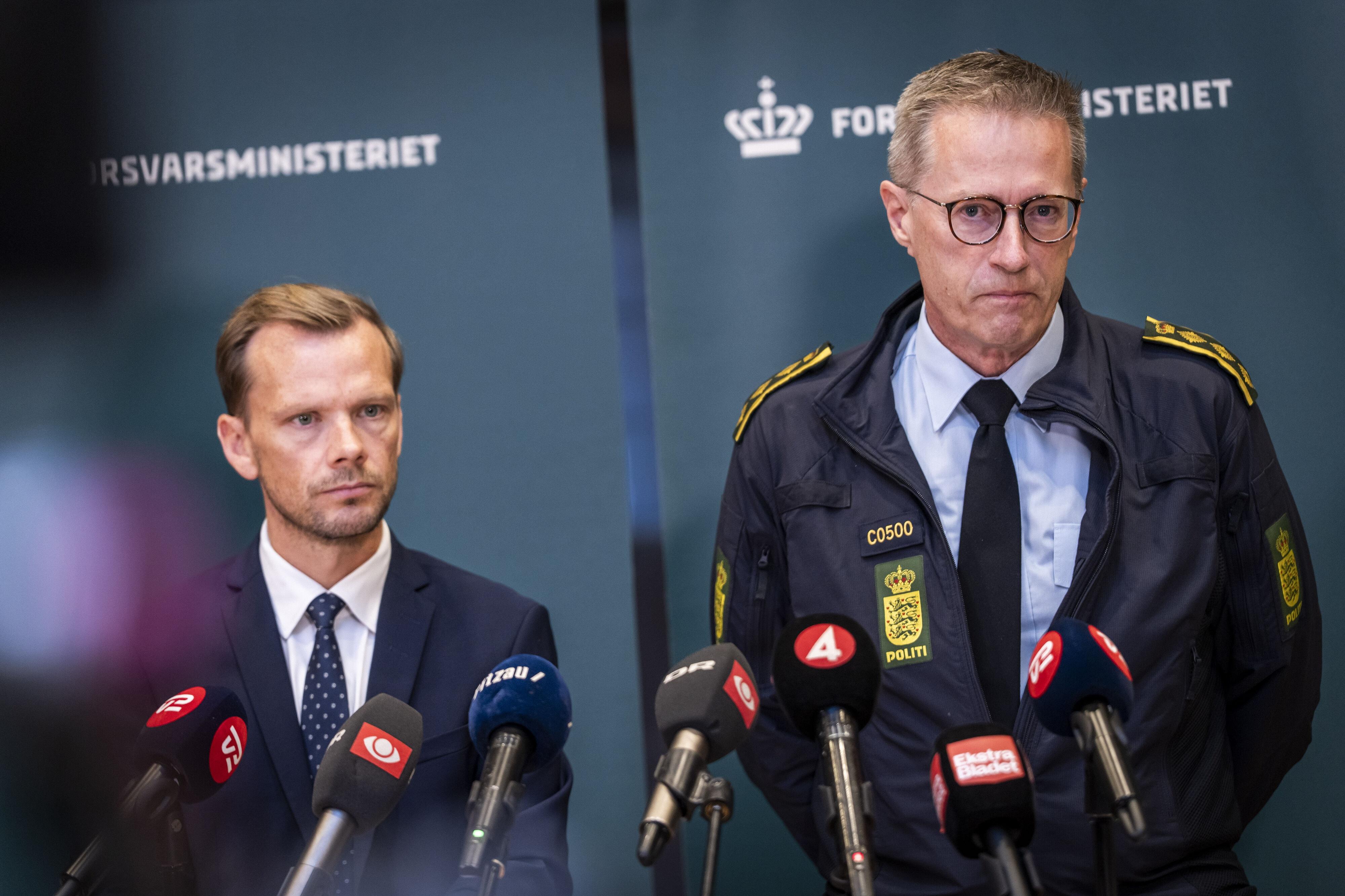 Rigspolitichef Thorkild Fogde deltog torsdag formiddag på et pressemøde i Forsvarsministeriet, hvor der blev informeret om drone-hændelser natten til torsdag.