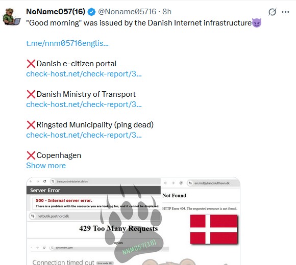Den russiske hackergrupper tager på det sociale medie X ansvaret for angrebet på blandt andet Ringsted Kommune.