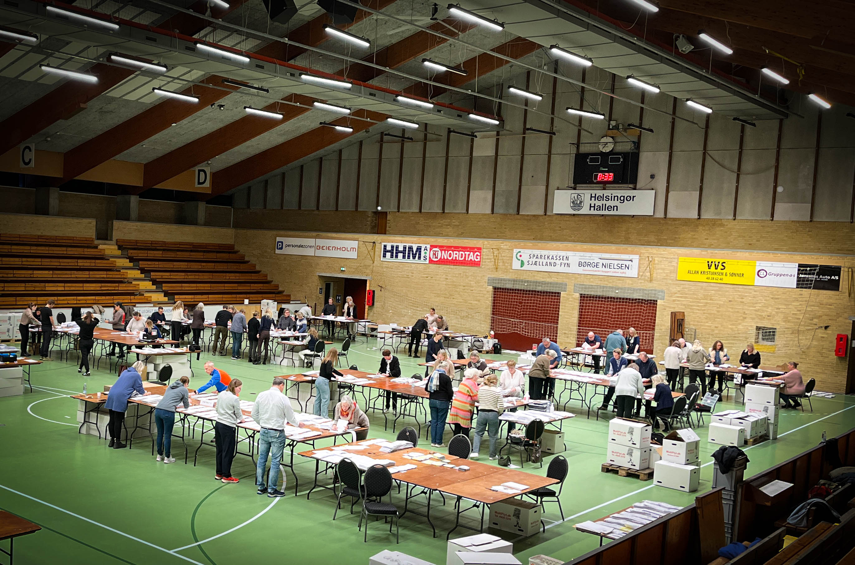 Omtællingen af samtlige stemmer fandt sted i Helsingør Hallen torsdag.