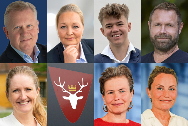 De syv nye i Hørsholm Kommunalbestyrelse. Øverst fra venstre: Bent Christensen (LA), Maria Dahl (LA), Mathias Westen (LA), Joachim Boldsen (K), Stine Pagh (R), Fie Smith (V) og Dorte Holst (V).