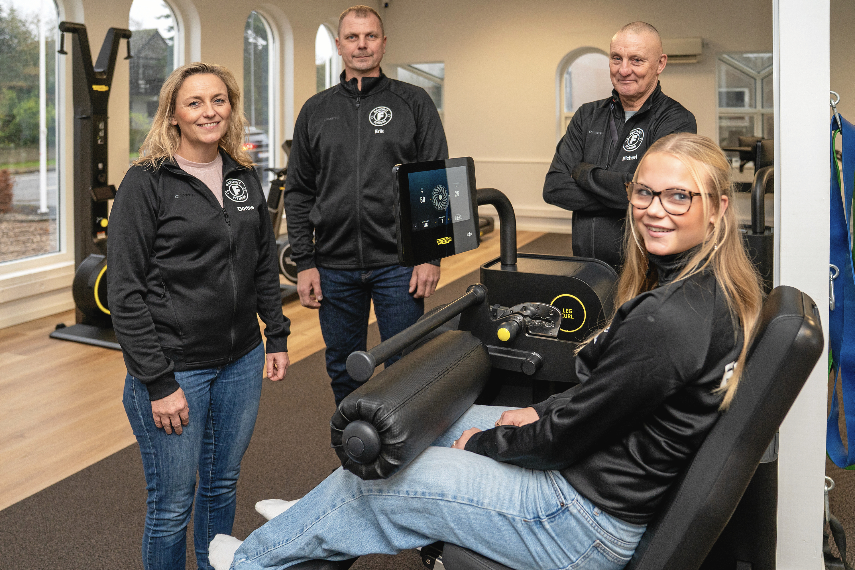 Favorit Fitnees har været i gang siden september. Fra venstre ses Dorthe Rousing, Erik Østergaard, Michael Bøvig og forrest Mille Rousing Østergaard.