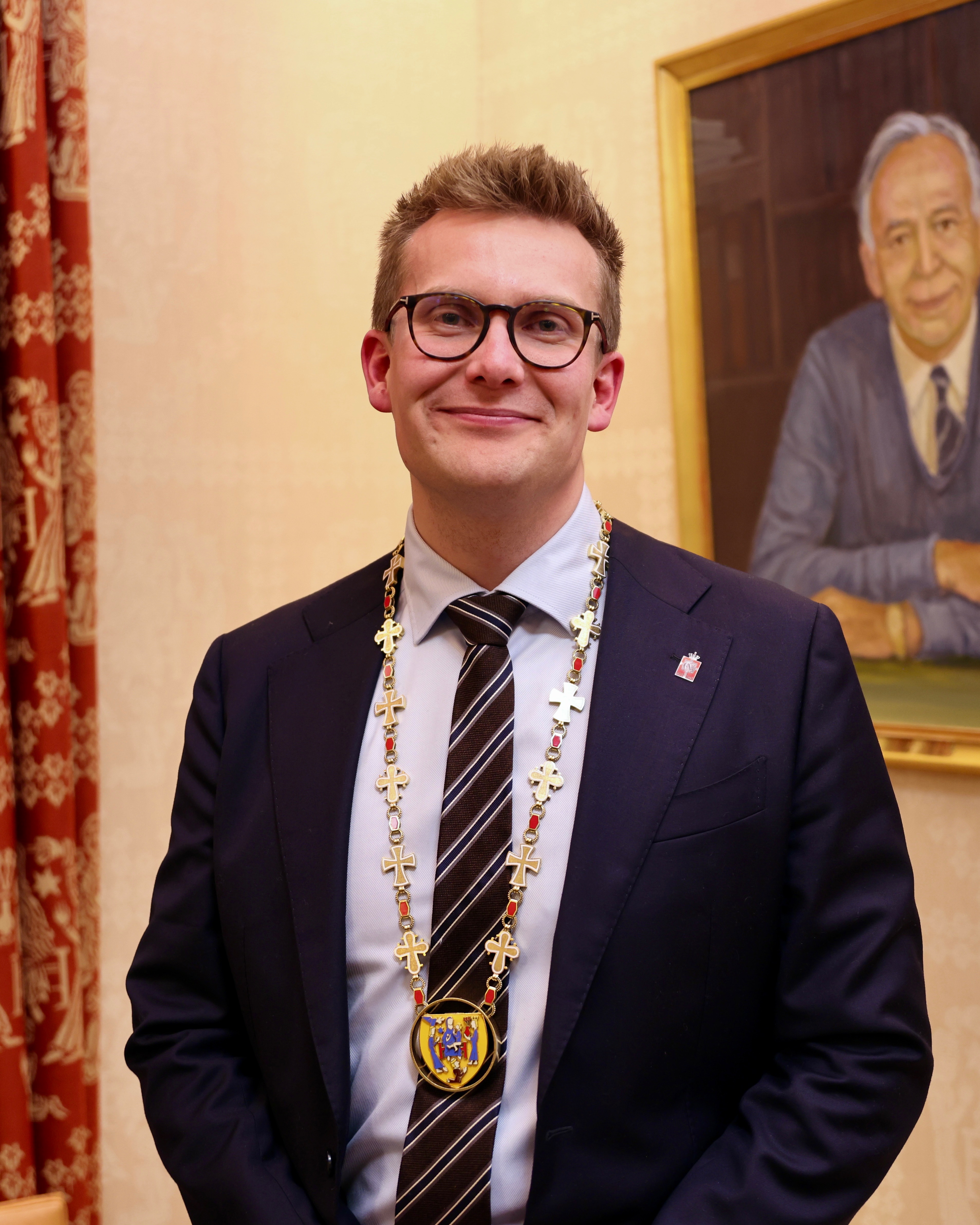 Andreas Karlsen (K) fik borgmesterkæden om halsen mandag aften på Ringsted Rådhus.