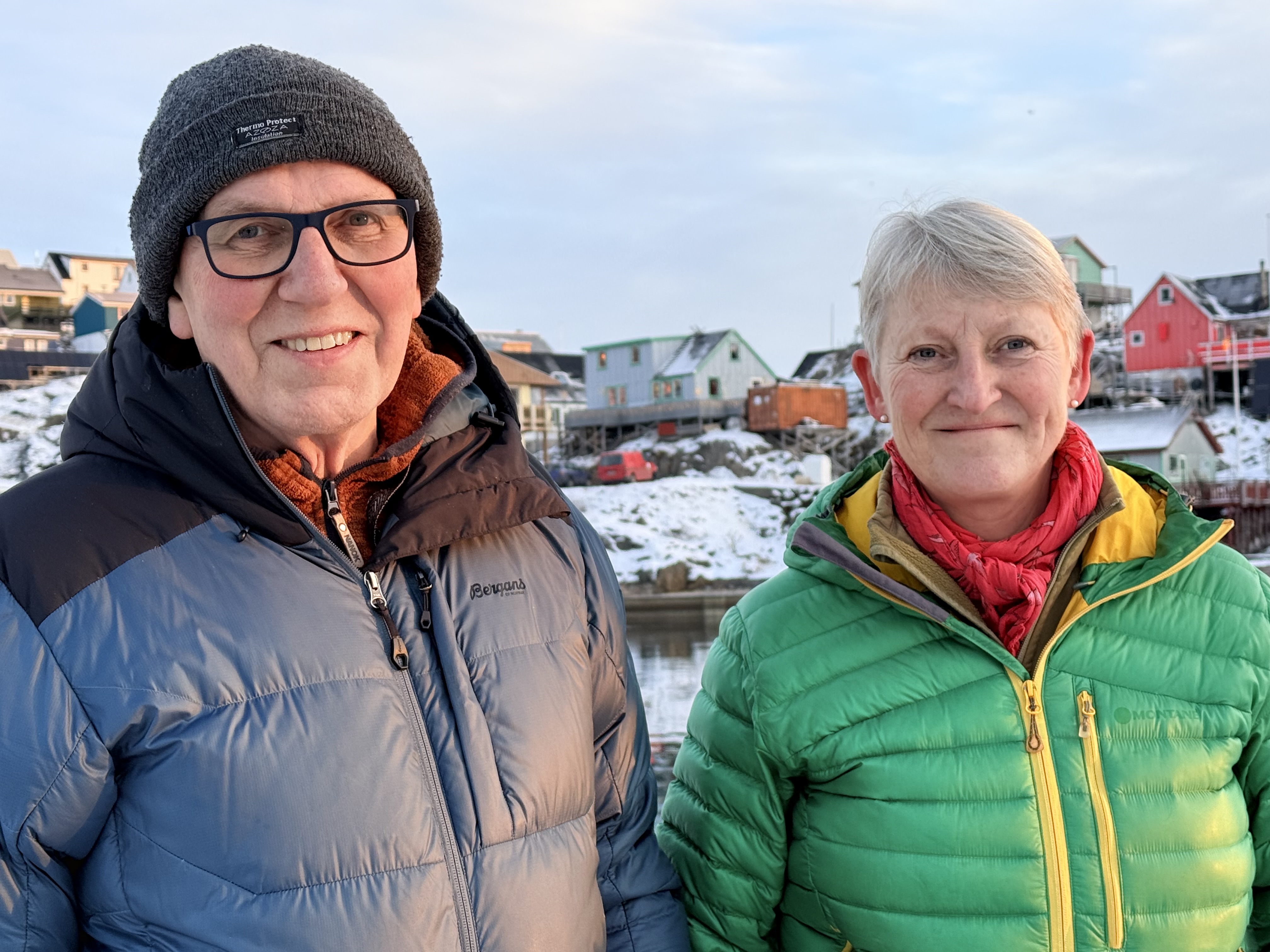 Mie Nielsen og Ib Skov i Maniitsoq - her fejrer de i år jul for tredje gang.